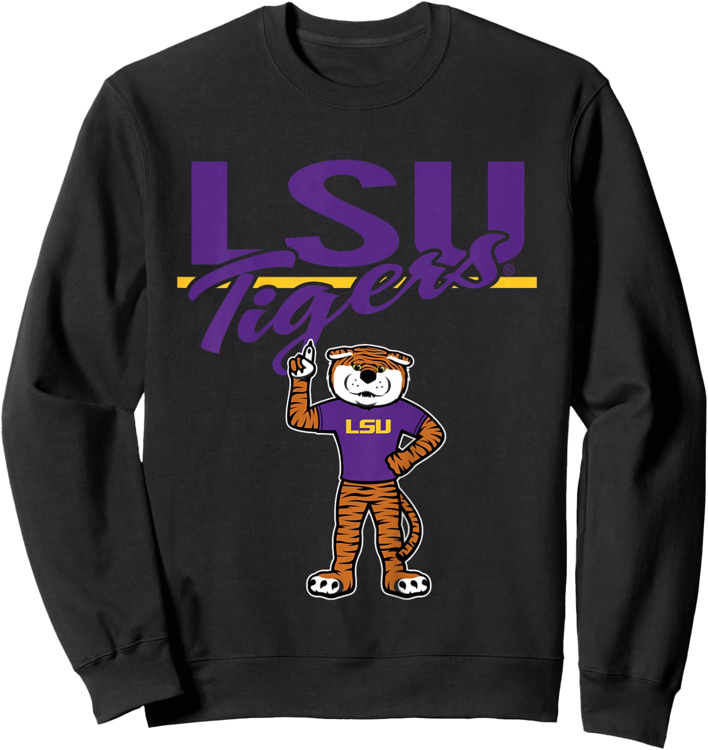 Kids LSU Tigers Kid's Mascot Gray Officially Licensed Sweatshirt - Sweatshirt | Black