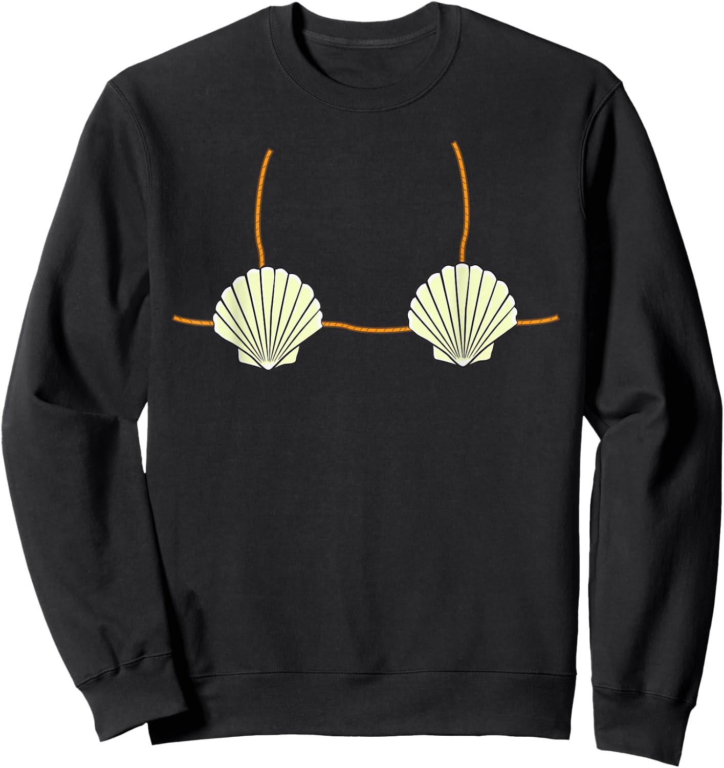 Mermaid Sea Shell Bikini Top Funny Sweatshirt - Sweatshirt | Black