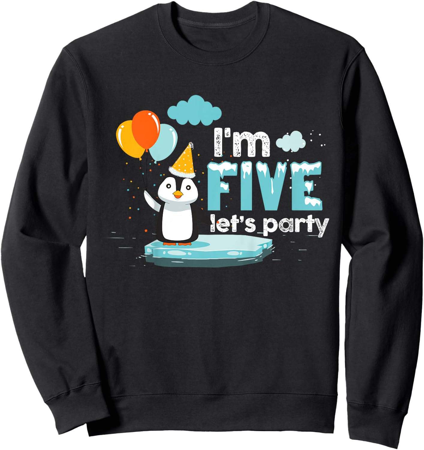 I'm 5 Birthday Outfit Penguin Kids Clothing Sweatshirt - Sweatshirt | Black