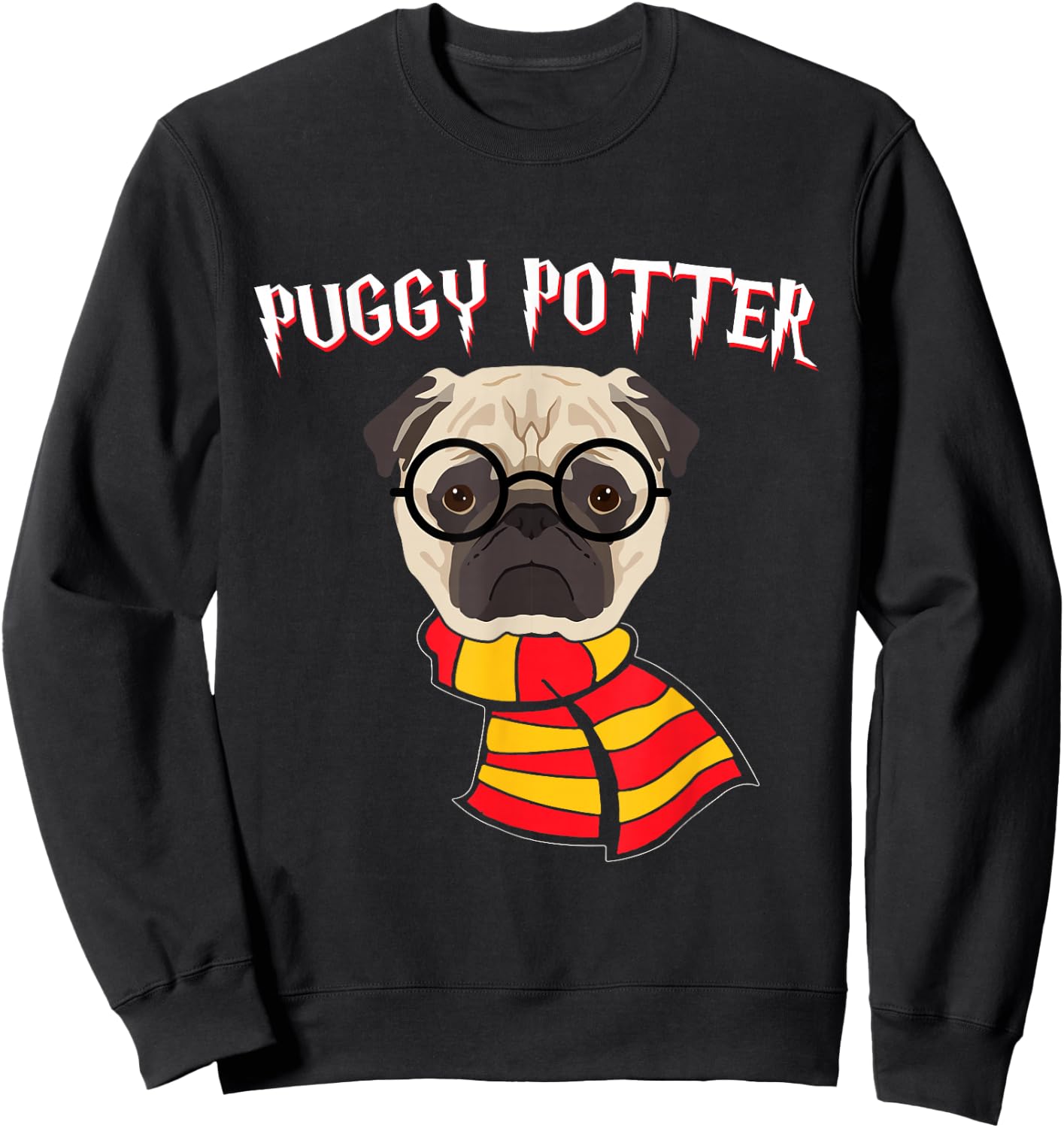 Pug Dog Pet Gift Puggy Potter Nerd Pug Dog Sweatshirt - Sweatshirt | Black