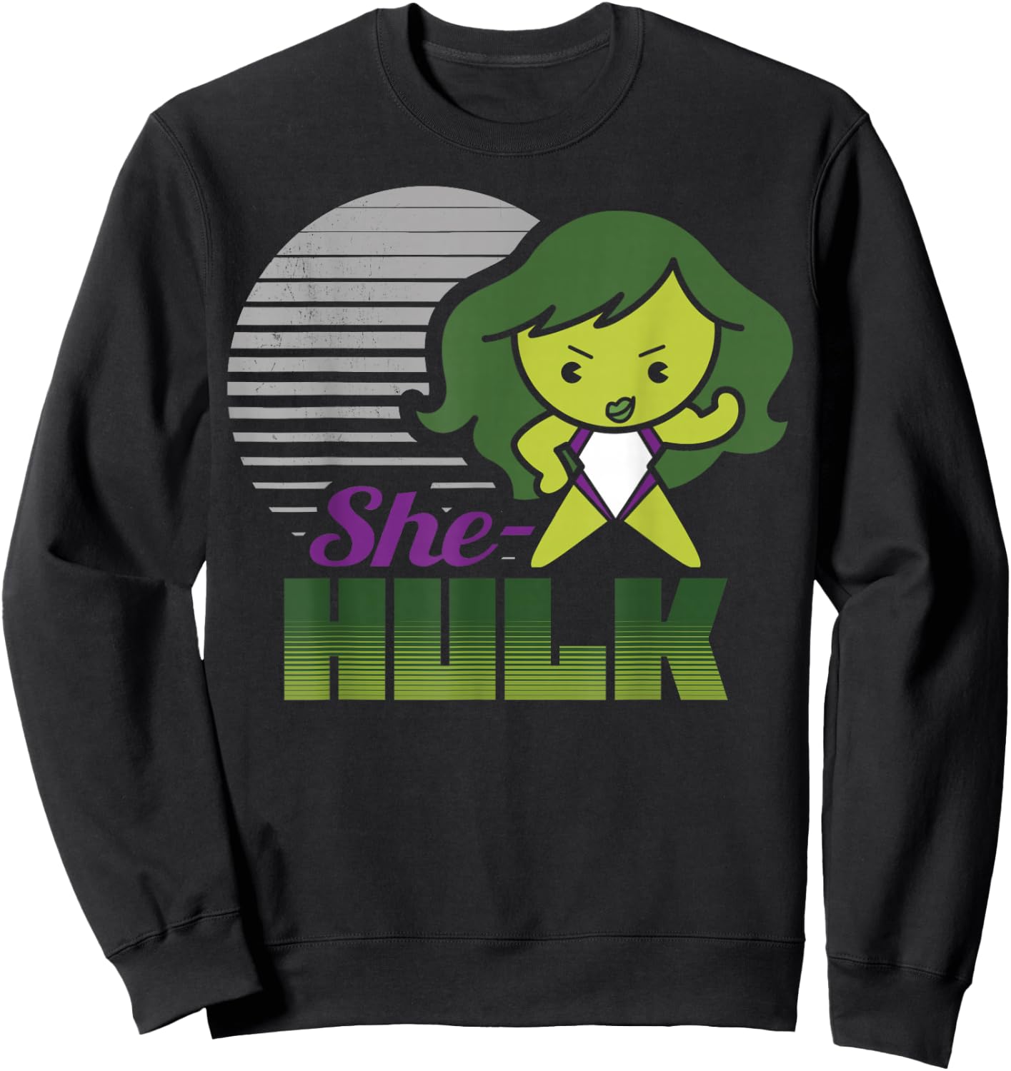 Marvel She-Hulk Strong Cute Kawaii Flew Logo Graphic Sweatshirt - Sweatshirt | Black