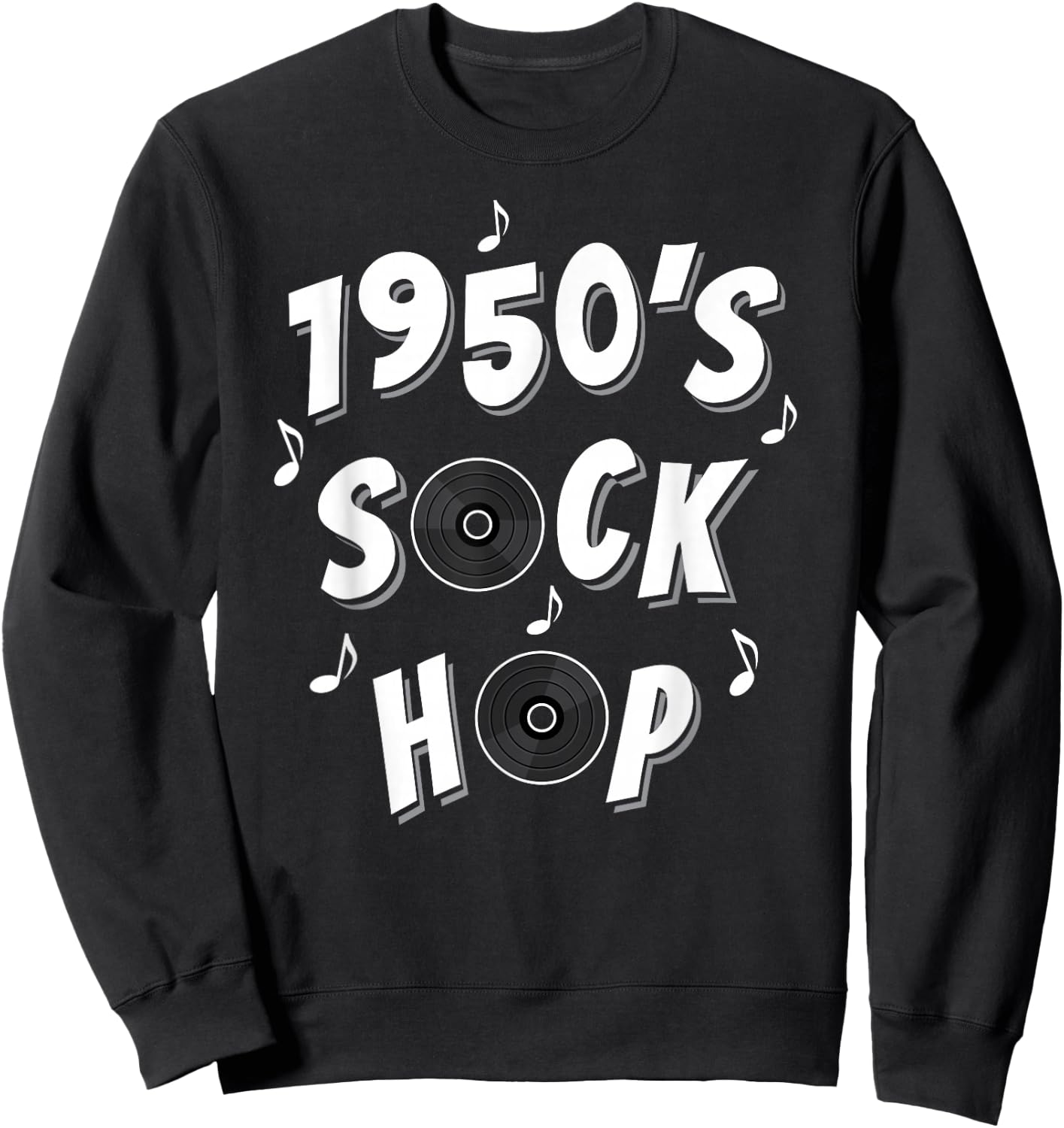 1950s Design Sock Hop Sweatshirt - Sweatshirt | Black