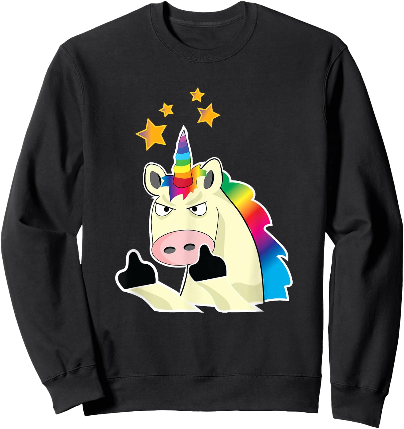 Hilarious Angry Unicorn Flipping you off Sweatshirt - Sweatshirt | Black
