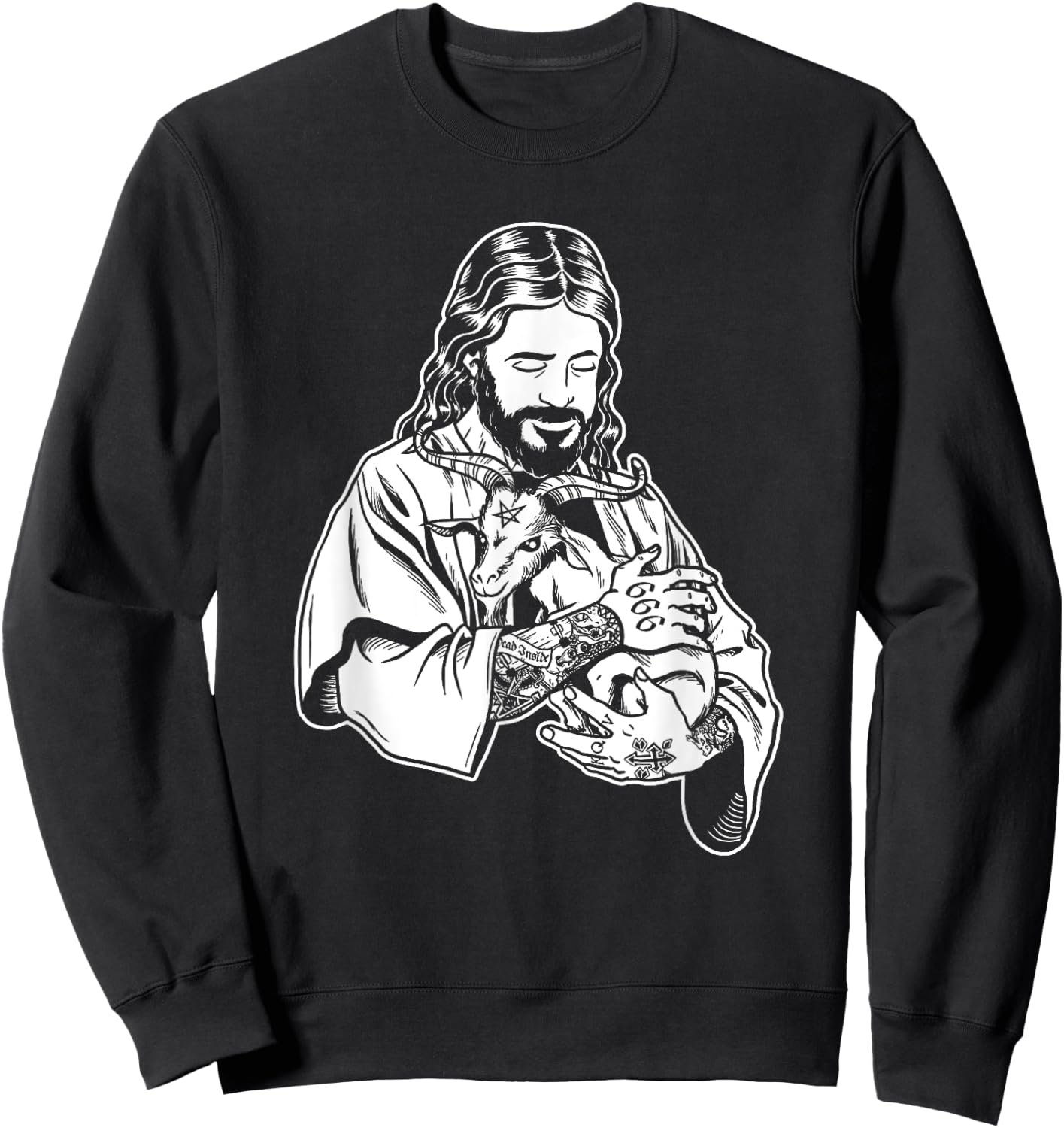 Blackcraft Jesus Loves Satan Baphomet goat Atheist Sweatshirt - Sweatshirt | Black