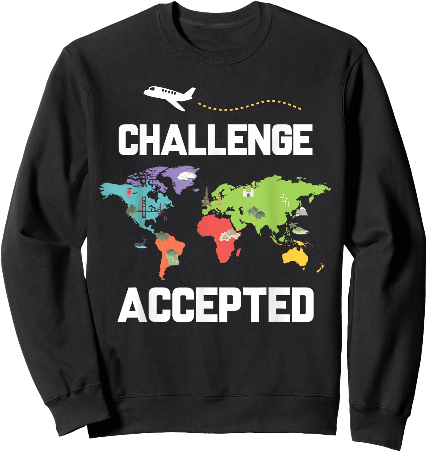 World Map Challenge Travellers Sweatshirt - Sweatshirt | Black