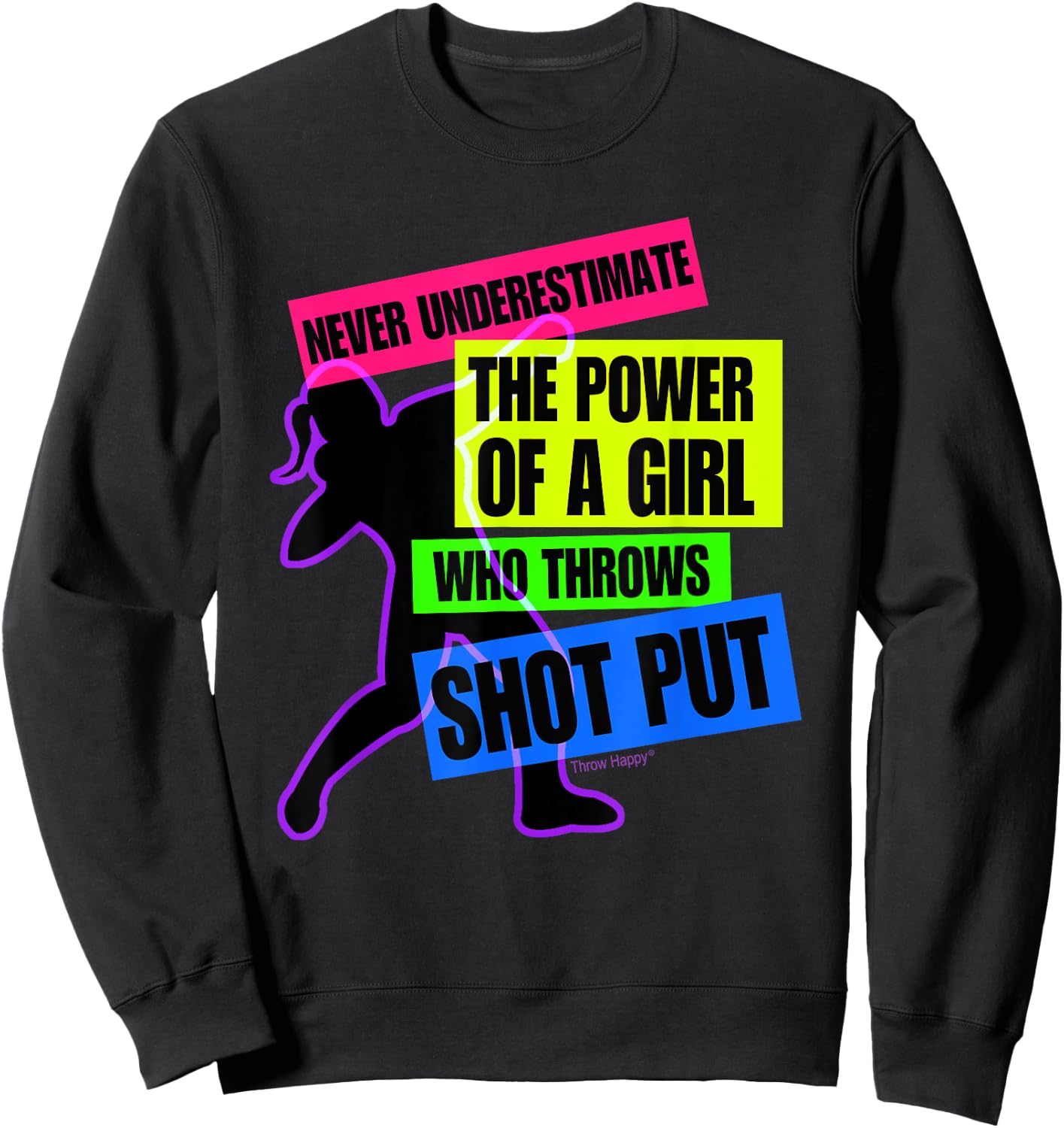 Track and Field Girl Power Shot Put Thrower Sweatshirt - Sweatshirt | Black