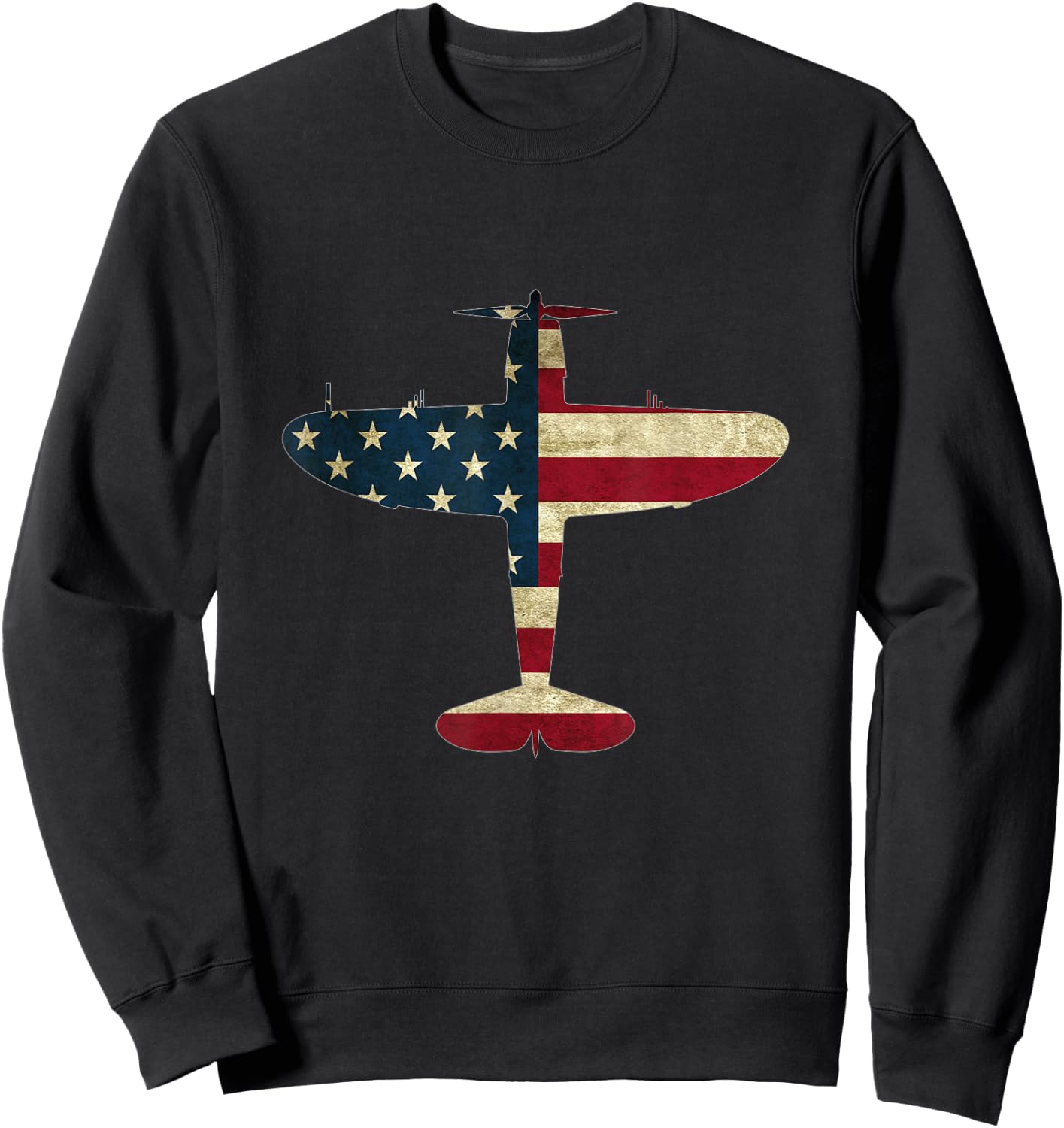 Retro USA Flag P-47 Thunderbolt Aircraft Warbird Pilot Gift Sweatshirt - Sweatshirt | Black