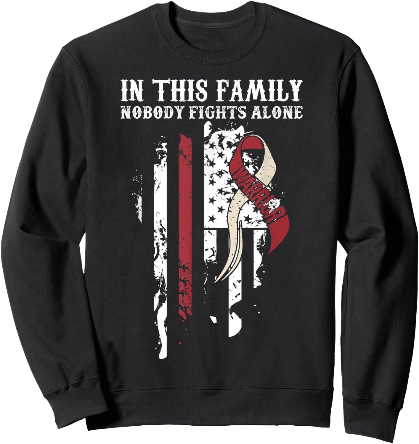 Nobody Alone- Throat Cancer Awareness Support Ribbon Sweatshirt - Sweatshirt | Black