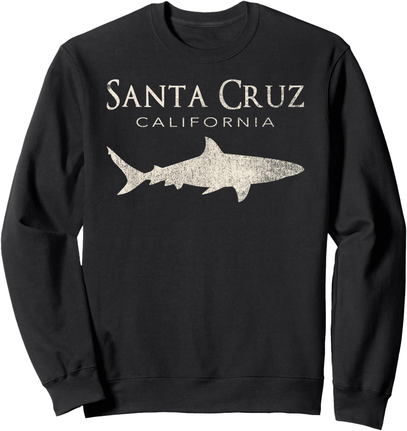 Retro Santa Cruz CA Shark Sweatshirt - Sweatshirt | Black