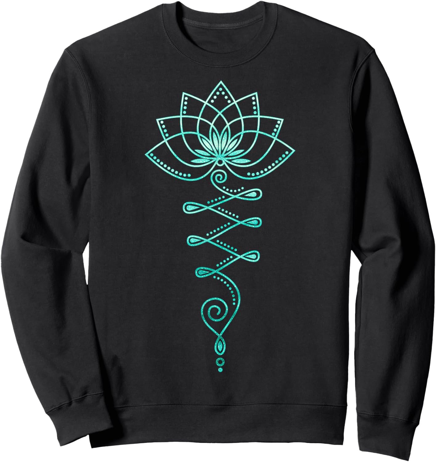 Lotus Flower, Unalome, Yoga, Meditation, Zen, Buddhism Sweatshirt - Sweatshirt | Black