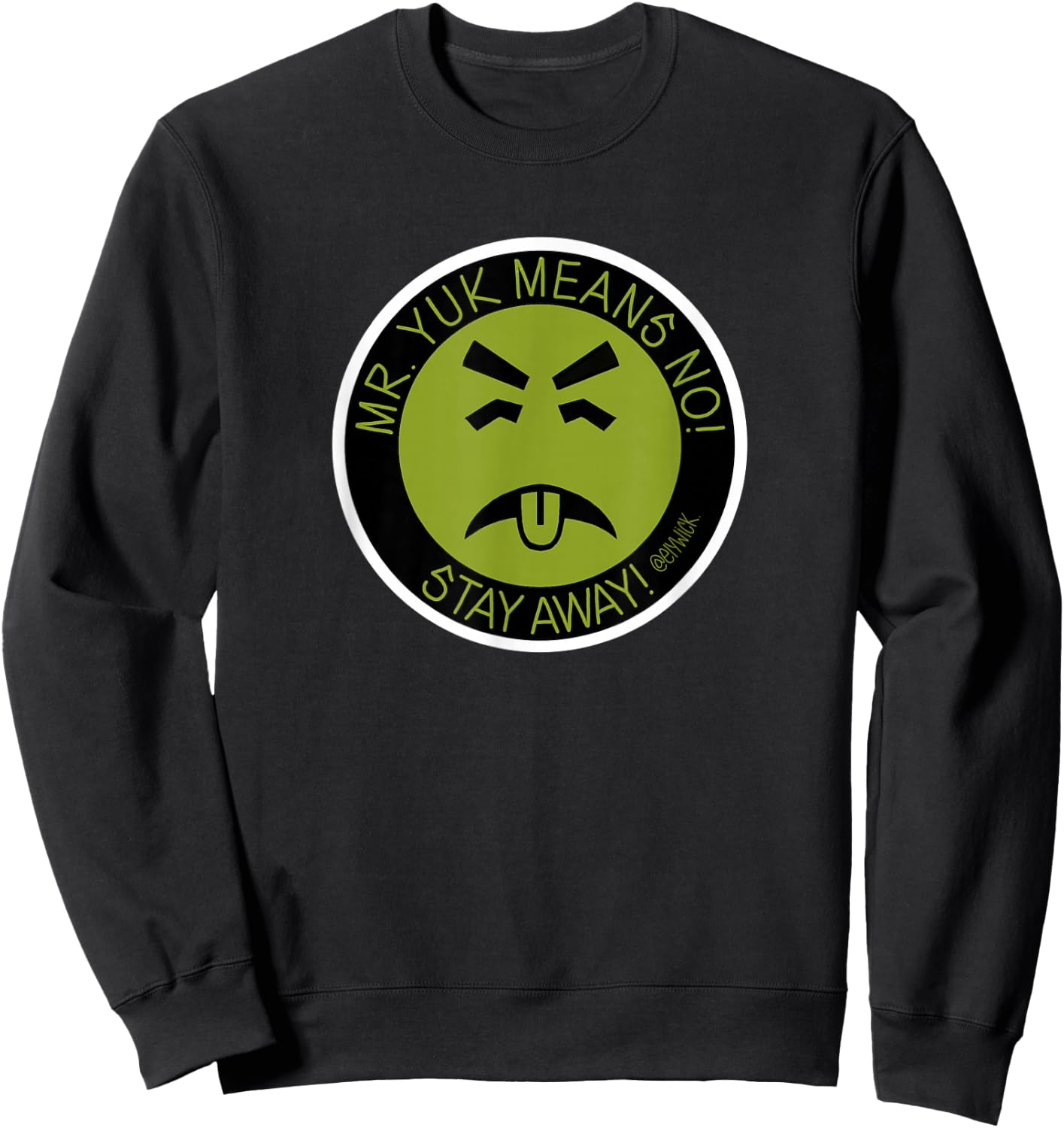 elywick. Adult Mr. Yuk - Black, Small, Short Sleeve, , Classic Fit, Cotton 65% Polyester 35% Sweatshirt - Sweatshirt | Black