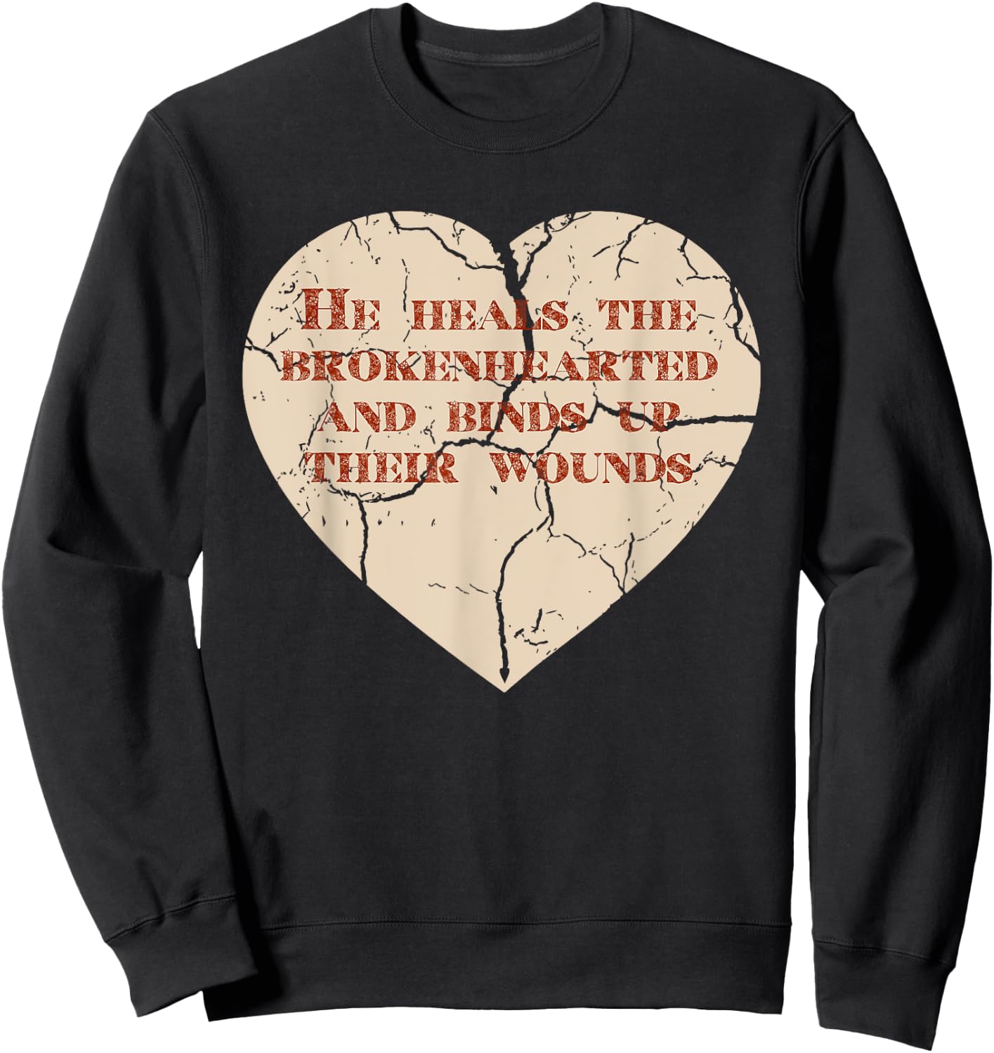 God and Christian Psalm 147:3 Healing Heart Jesus Sweatshirt - Sweatshirt | Black