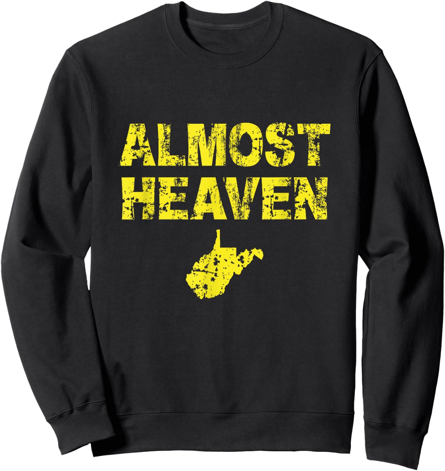 Almost Heaven Distressed with State Sweatshirt - Sweatshirt | Black