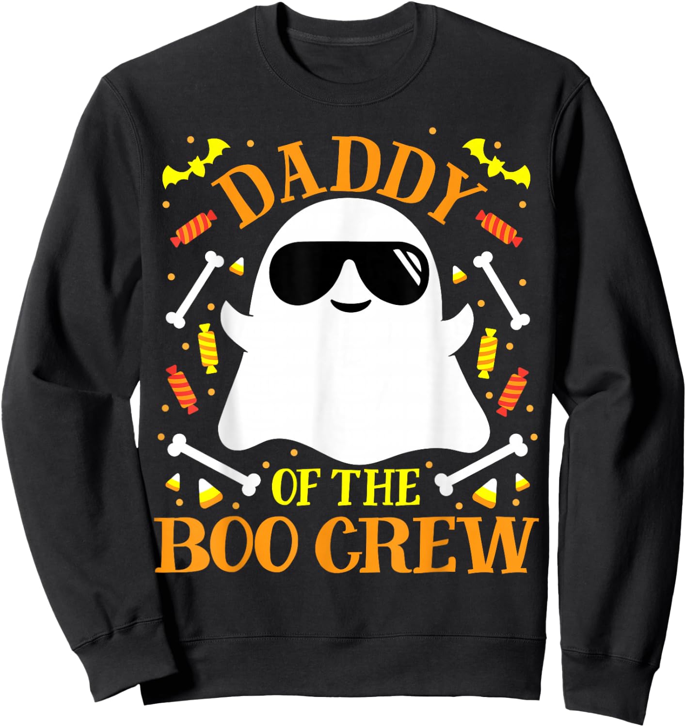 Daddy Boo Crew Ghost Matching Family Set Group Dad Halloween Sweatshirt - Sweatshirt | Black