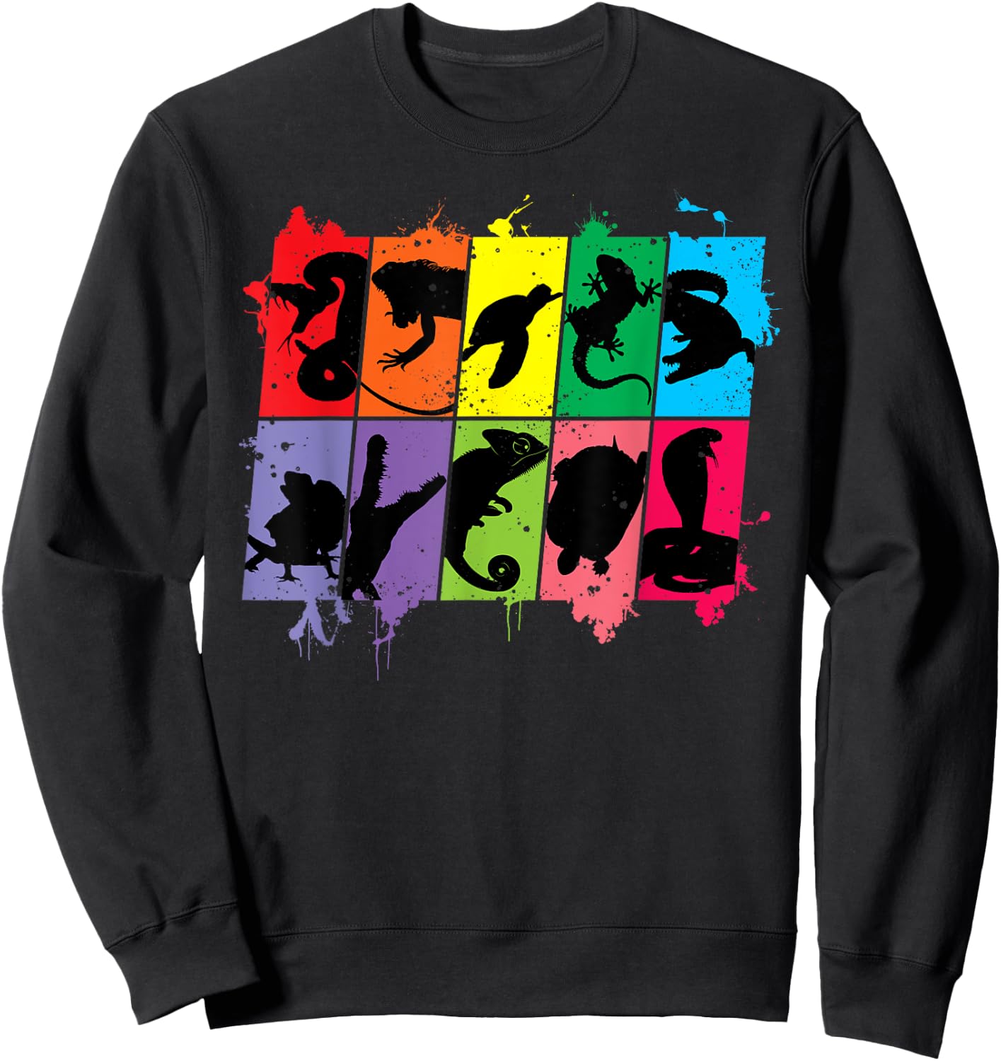 Reptile Lover Pet Snake Lizard Colorful Retro Sweatshirt - Sweatshirt | Black