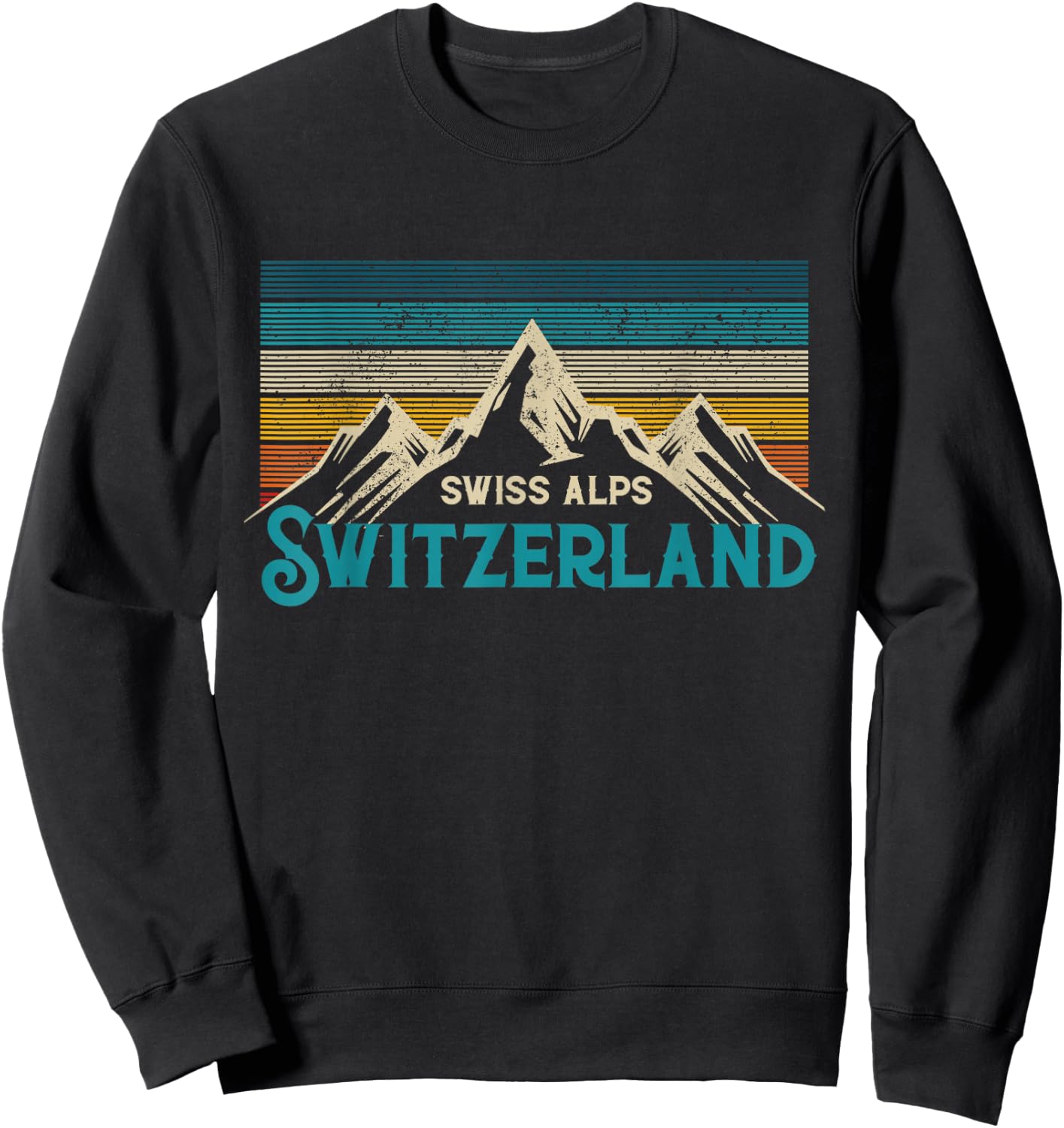 Swiss Alps Vintage Mountains Swiss Souvenir Gift Sweatshirt - Sweatshirt | Black