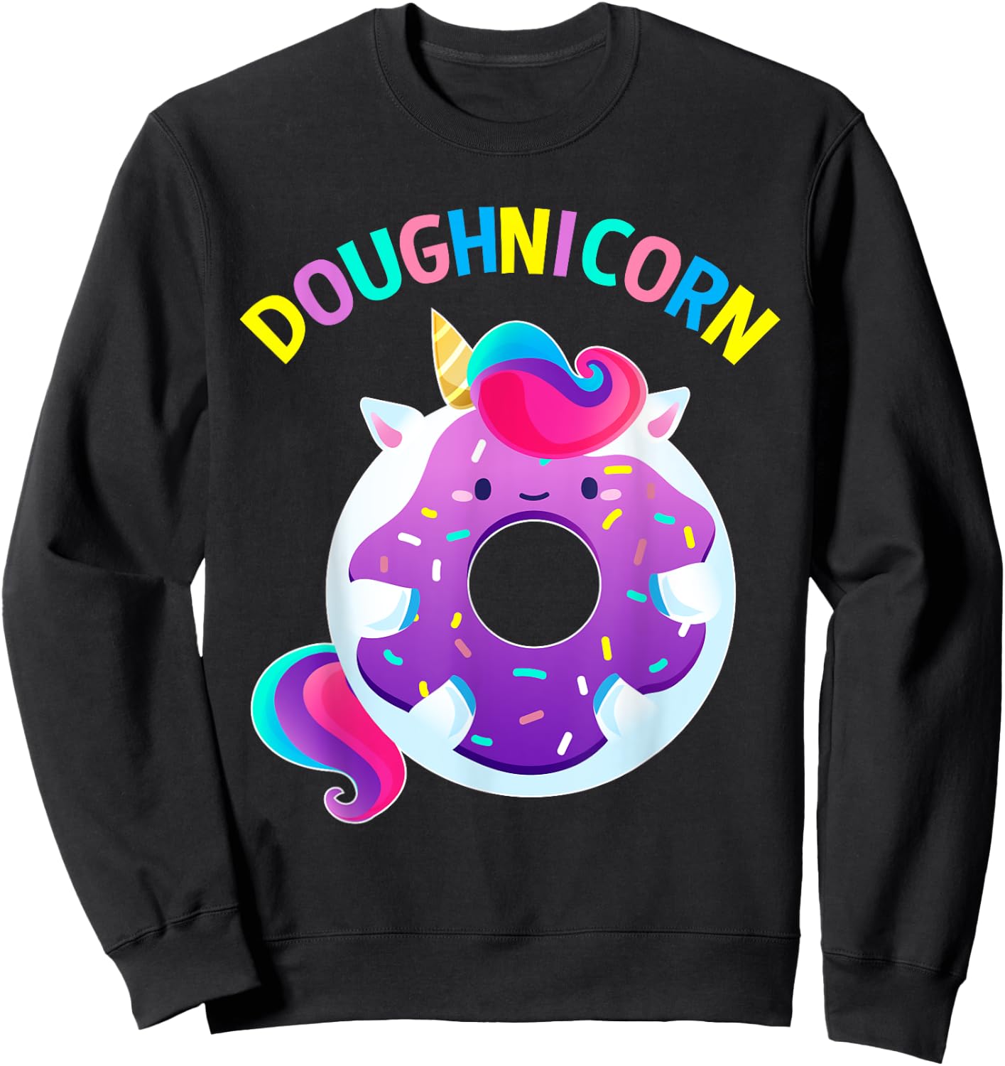 Cute Donut Unicorn Doughnicorn Gifts Squad Girls Sweatshirt - Sweatshirt | Black