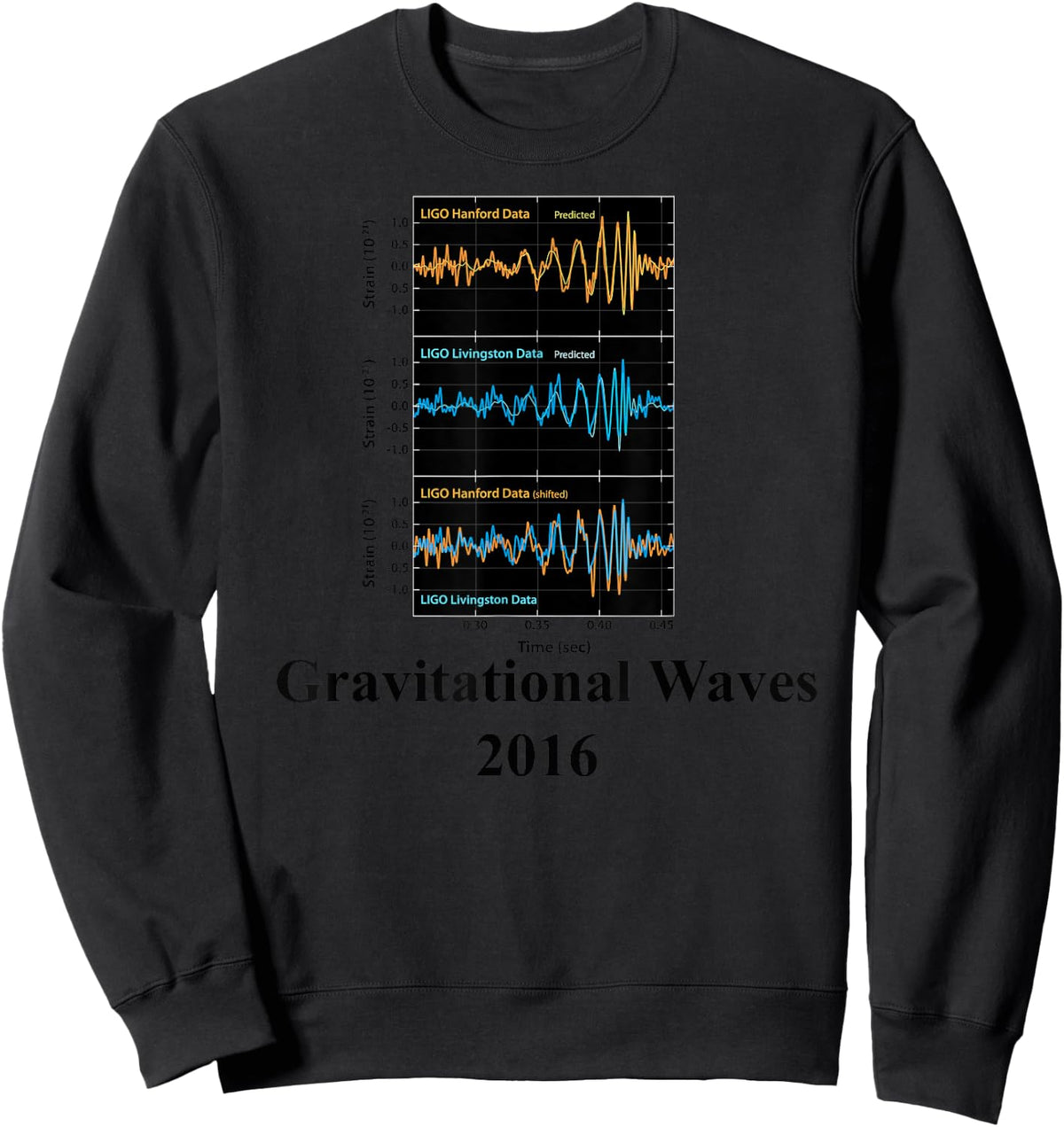 Gravitational Waves LIGO Vintage 2016 Sweatshirt - Sweatshirt | Black