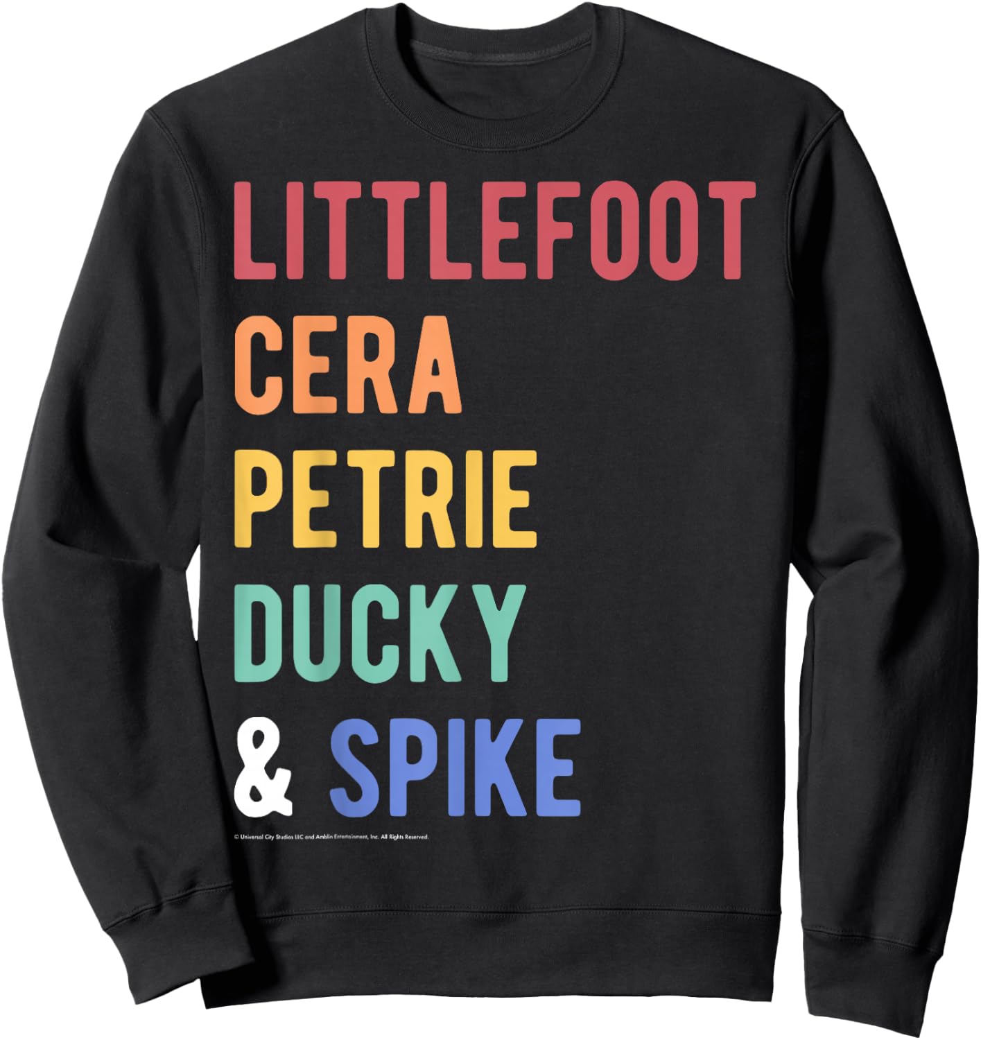 Land Before Time Littlefoot Cera Petrie Ducky & Spike List Sweatshirt - Sweatshirt | Black