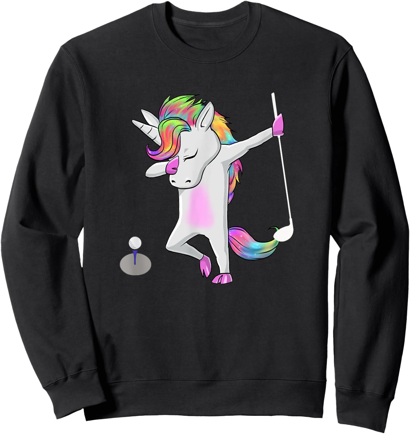 Golf Dabbing Unicorn Funny Dab Dance Funny Gift Sweatshirt - Sweatshirt | Black