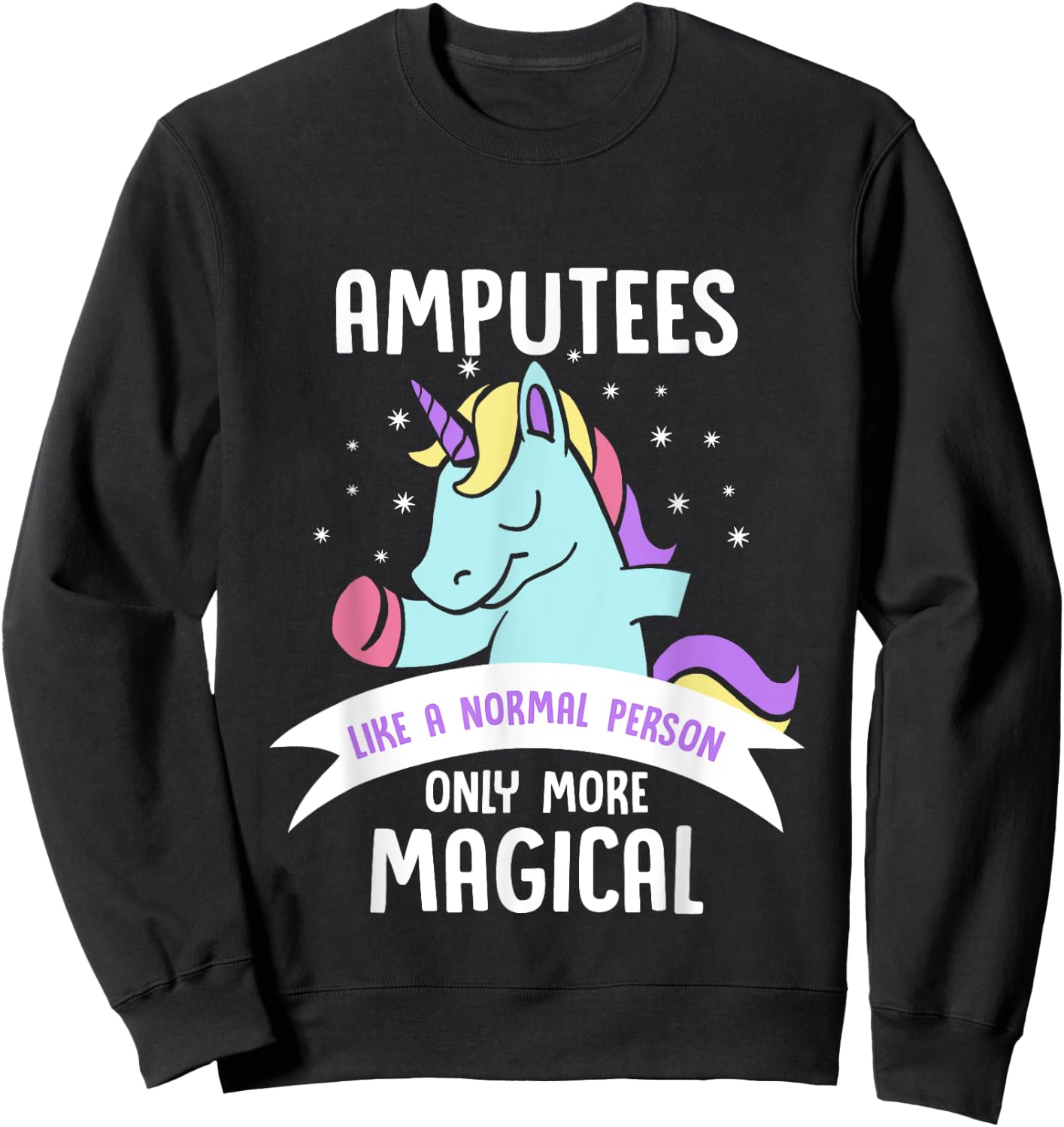 Amputee Amputation Survivor Warrior Shirts Men's Black Cotton Blend Classic Fit Short Sleeve Unicorn Humor Recovery Sweatshirt - Sweatshirt | Black