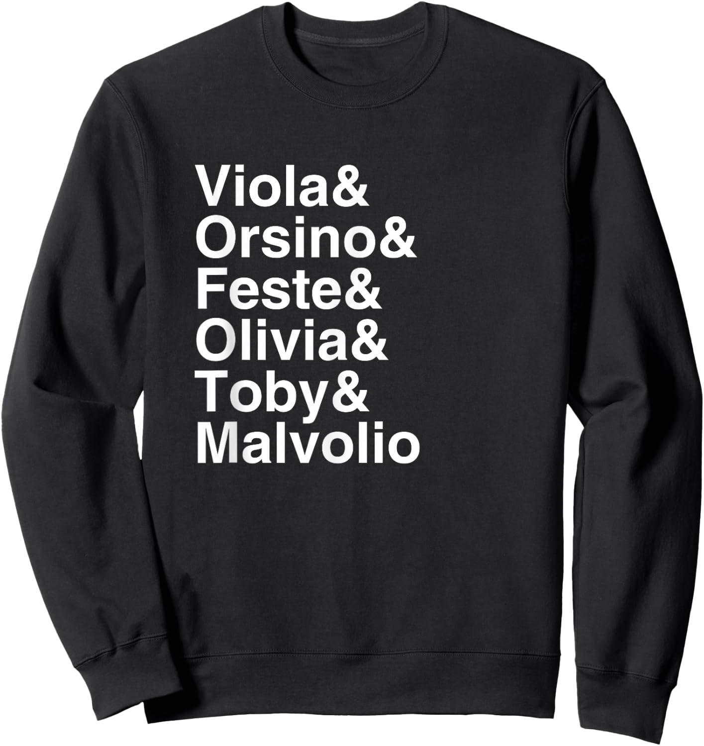 Shakespeare Twelfth Night Character List Sweatshirt - Sweatshirt | Black