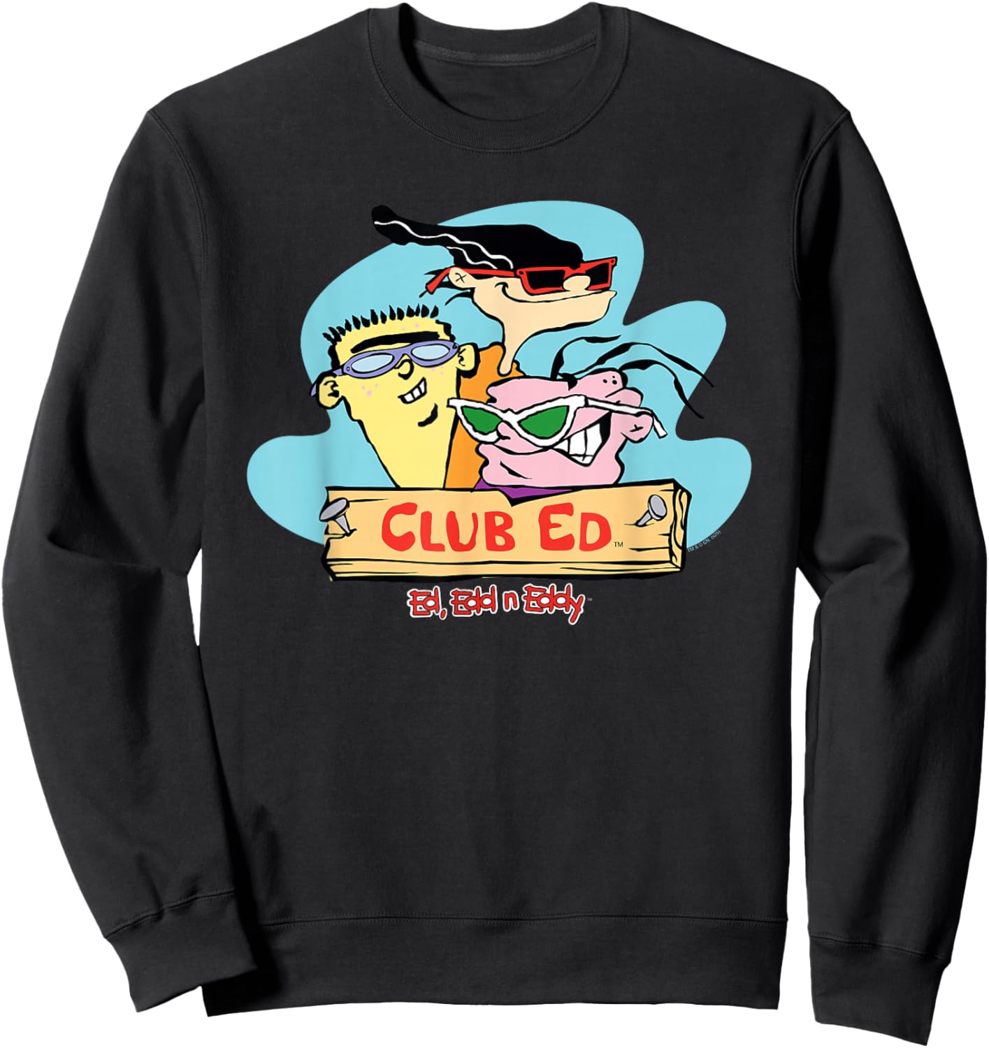 Ed, EDD N Eddy Club Ed Group Photo with Sunglasses Cartoon Sweatshirt - Sweatshirt | Black
