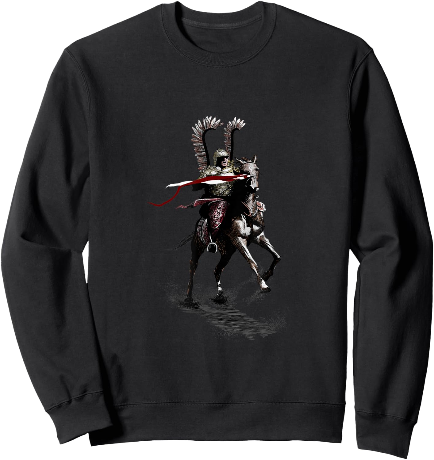 One Fantasy Designs Polish Winged Hussar Cavalry - Men's -Adults Black Short Sleeve Classic Fit - Medieval Sports - Small Sweatshirt - Sweatshirt | Black
