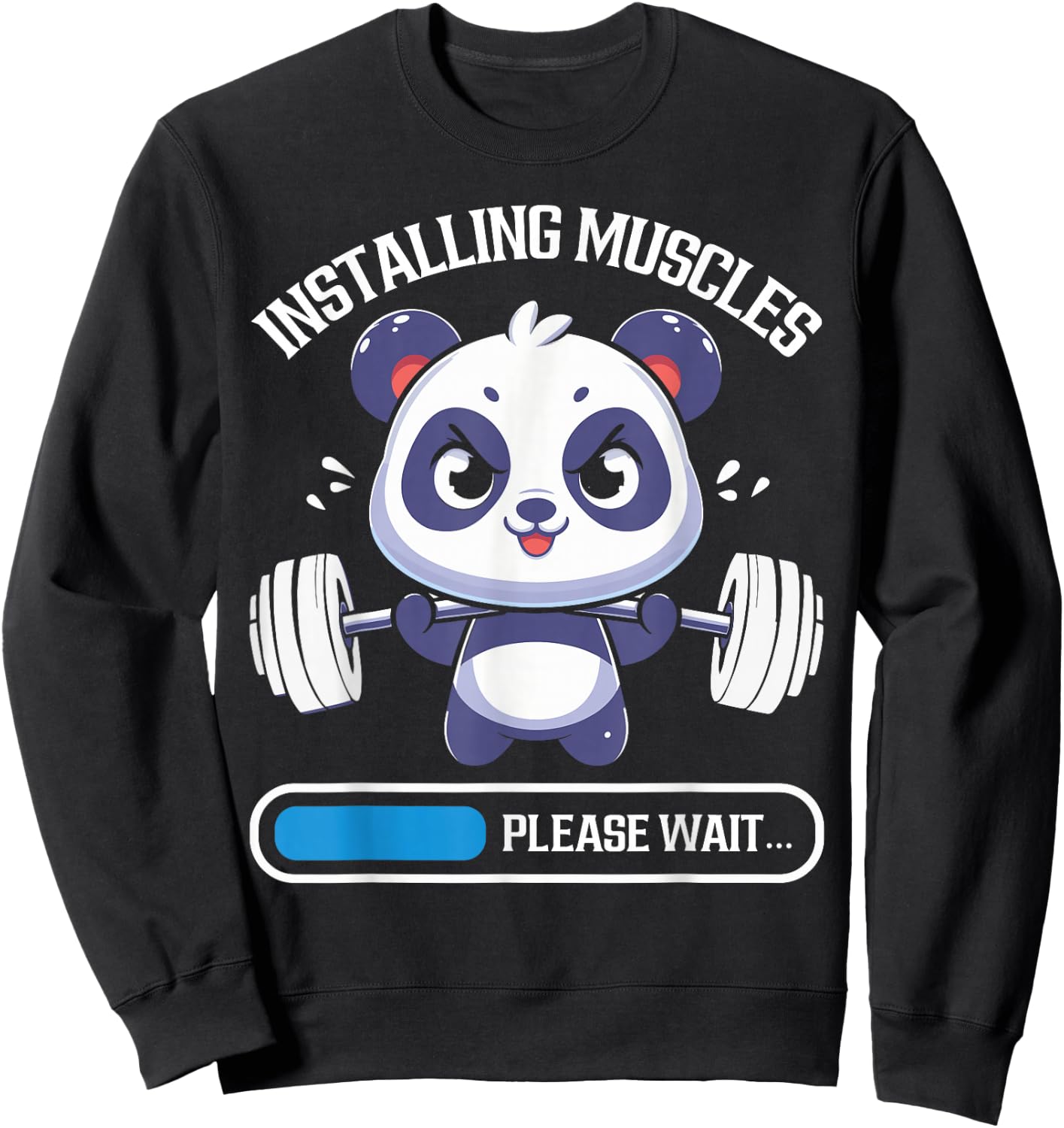 Muscle Building Fitness Panda Weight Lifting Barbell Workout Sweatshirt - Sweatshirt | Black
