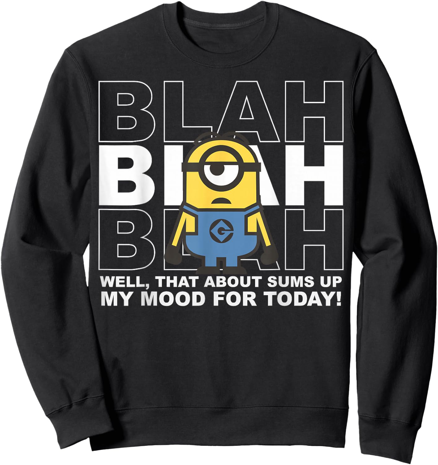 Despicable Me Minions Stuart Is Blah Today Graphic Sweatshirt - Sweatshirt | Black