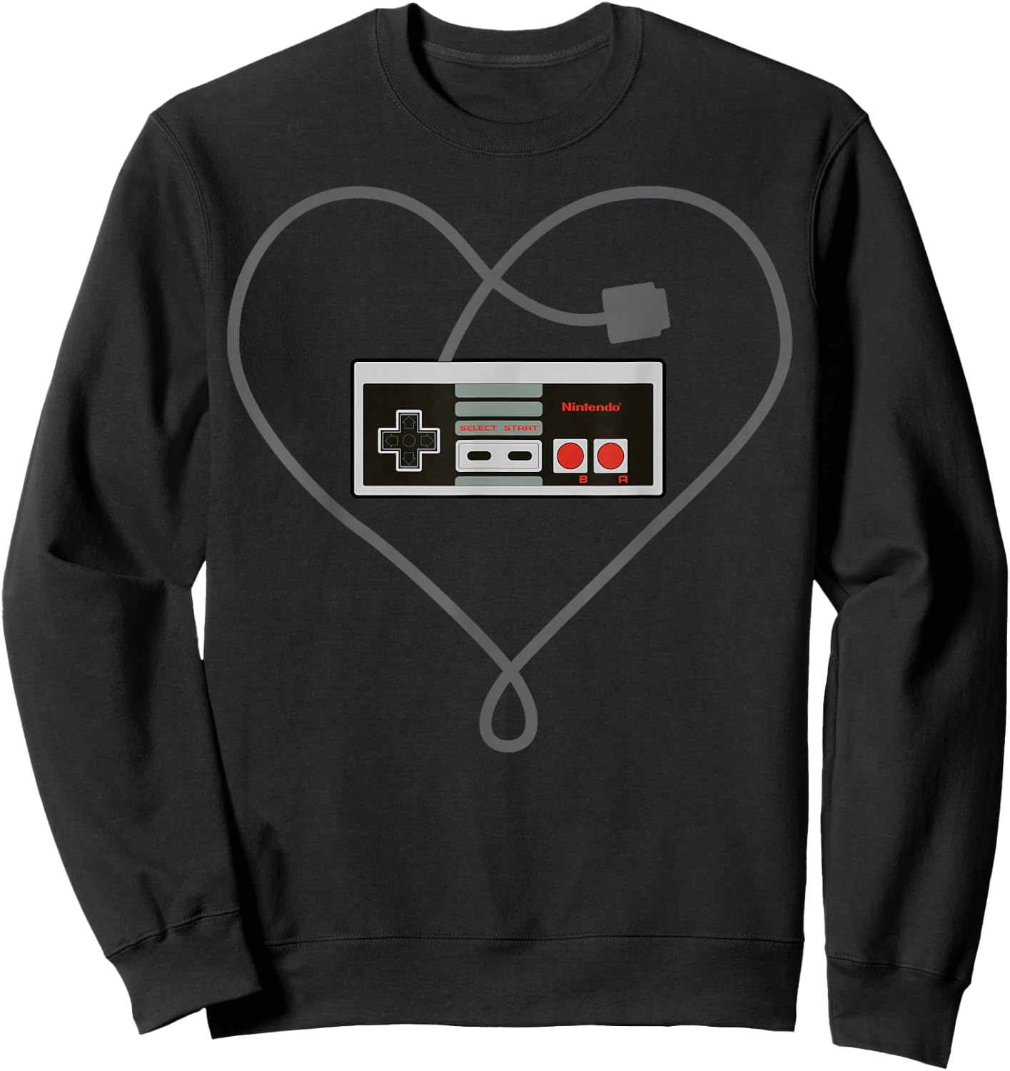 Nintendo NES Controller Heart Cord Graphic Sweatshirt - Sweatshirt | Black