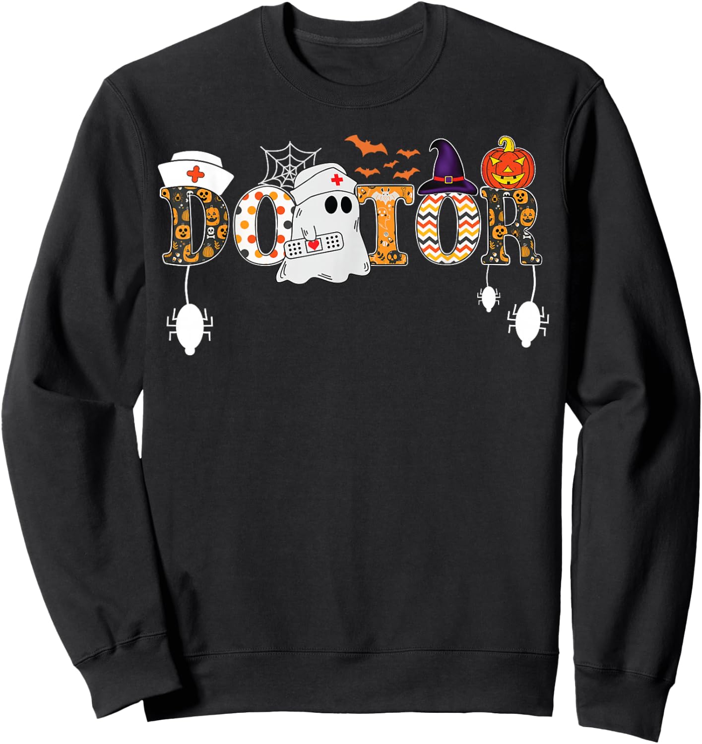 Halloween Doctor Halloween Scrub Tops Nursing Ghost Women's Sweatshirt - Sweatshirt | Black