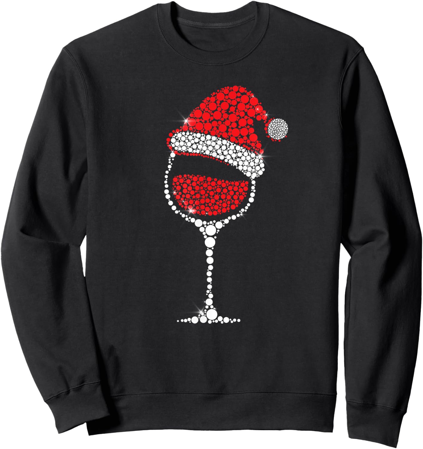 Christmas Pajama Glass of Wine Costume Santa Hat Xmas gift Sweatshirt - Sweatshirt | Black
