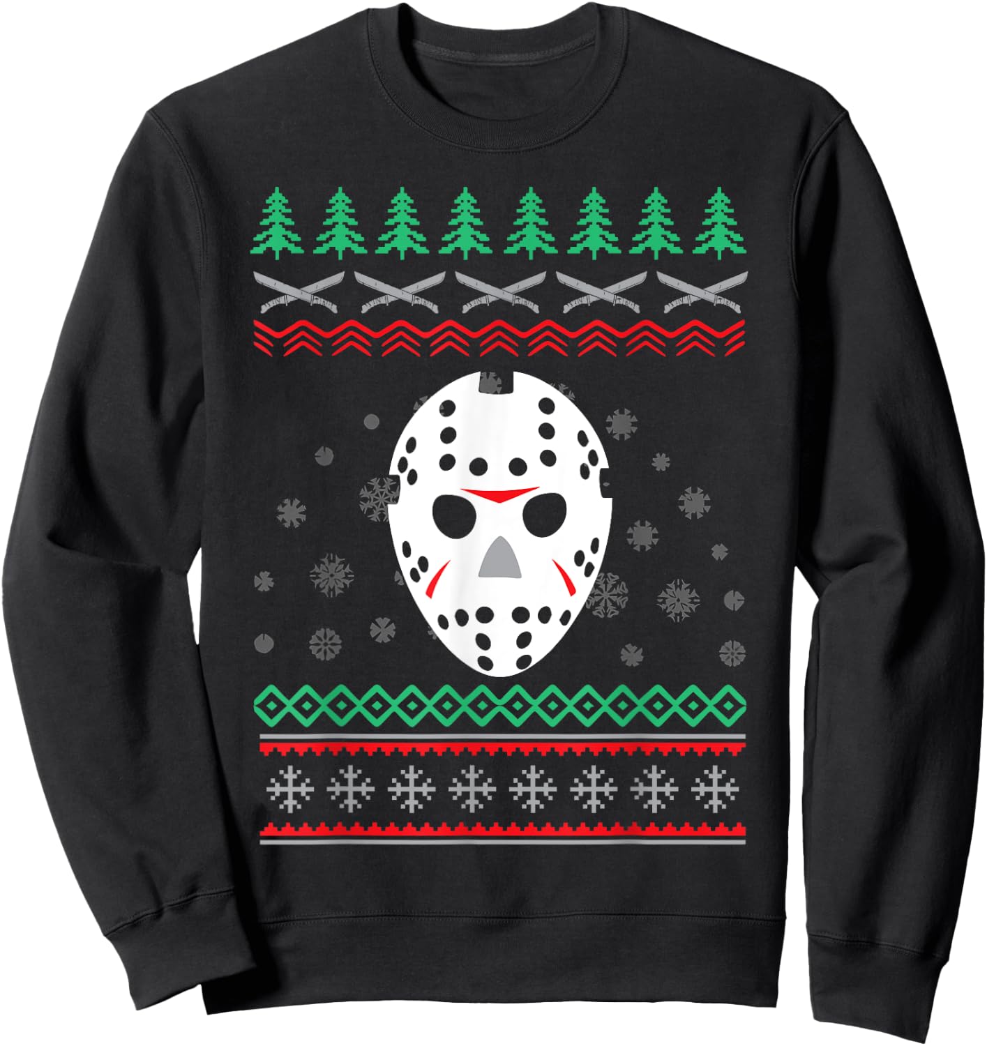 Jason Hockey Mask Ugly Christmas Holiday Festive Sweatshirt - Sweatshirt | Black