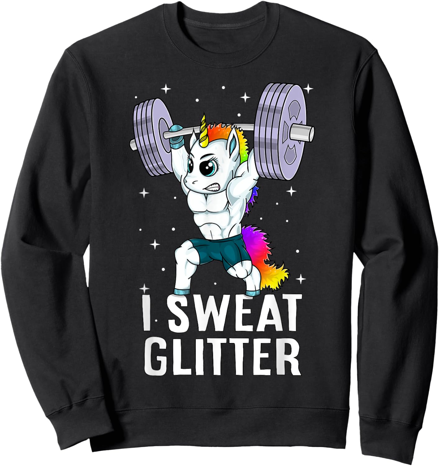 Unicorn I Sweat Glitter Funny Gym Workout Men Women Kids Sweatshirt - Sweatshirt | Black