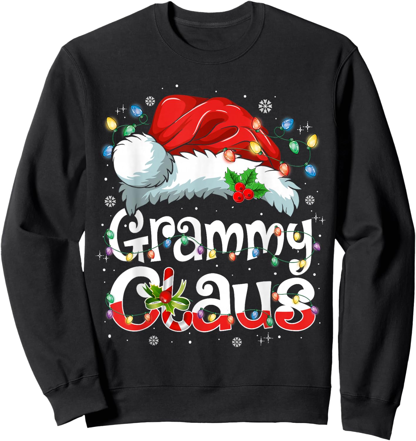 Grammy Claus Xmas Santa Matching Family Christmas Pajamas Sweatshirt - Sweatshirt | Black
