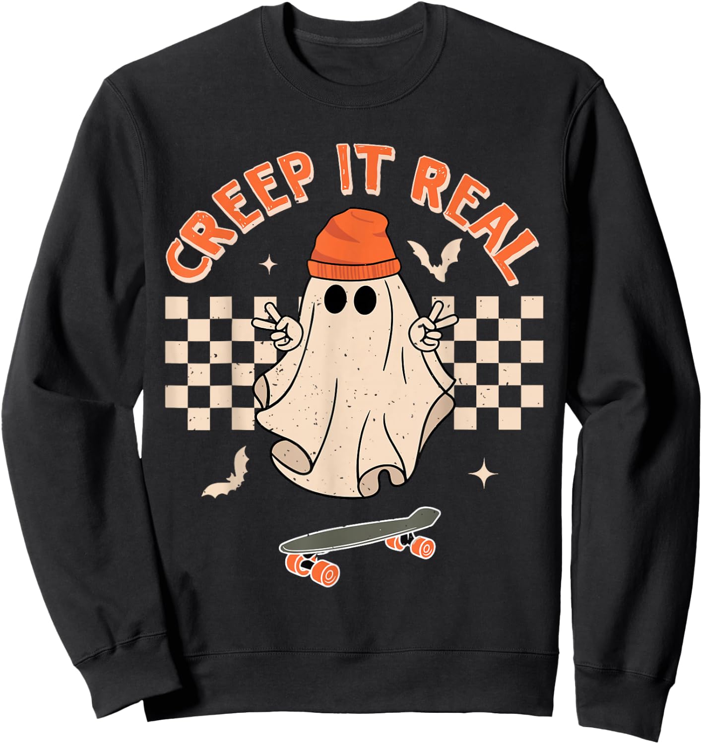 Creep It Real Funny Ghost Halloween Toddler Kid Ghost Boys Sweatshirt - Sweatshirt | Black