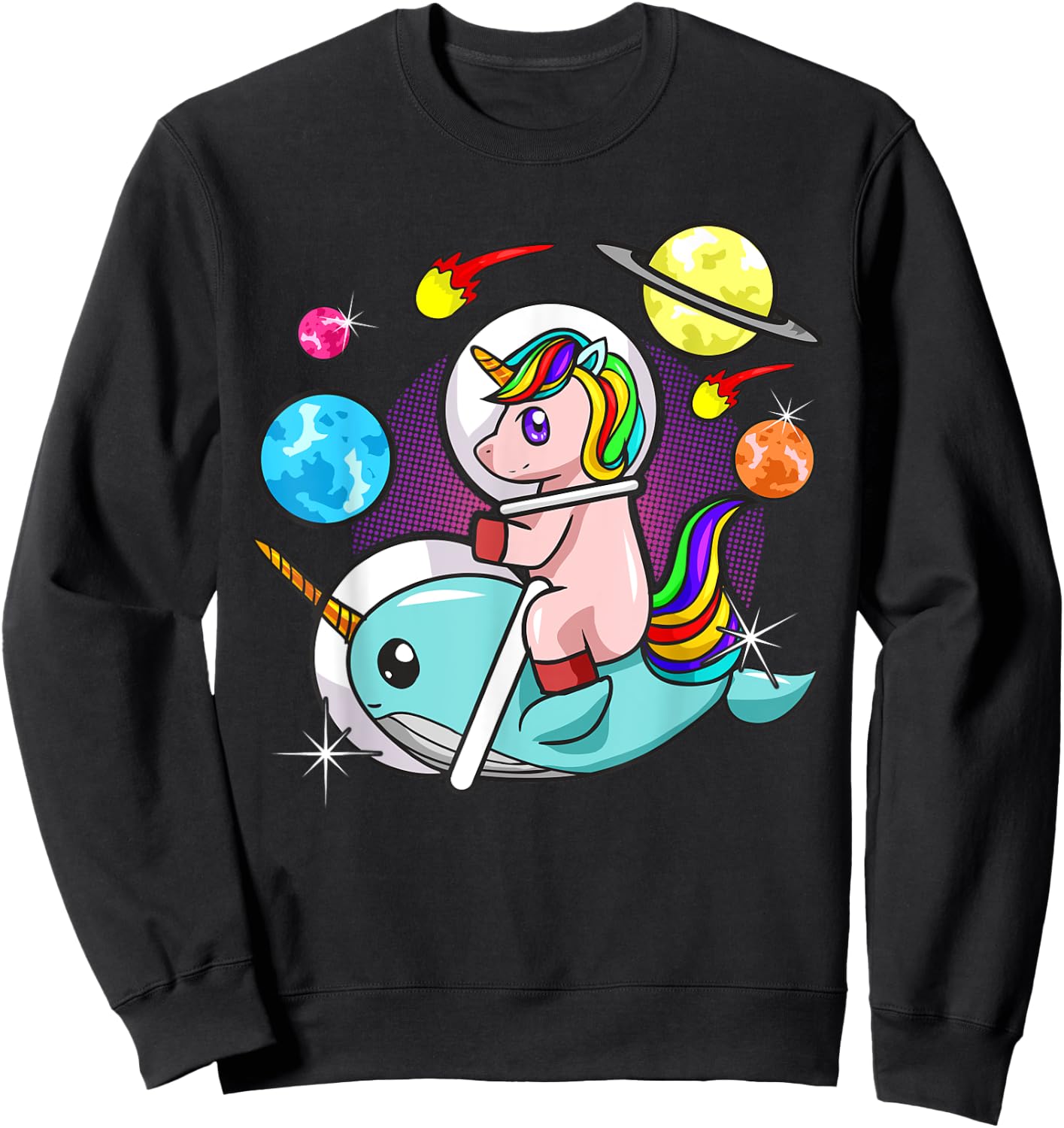 Unicorn Narwhal Space Astronaut Science Funny Humor Sweatshirt - Sweatshirt | Black