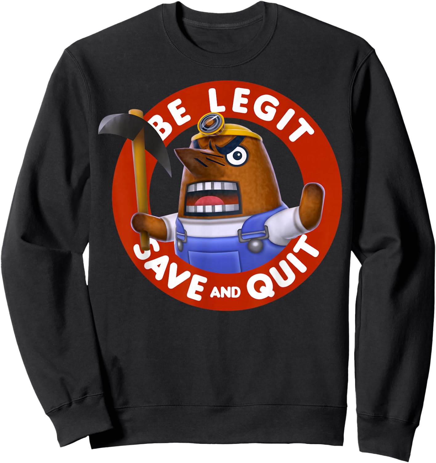 Nintendo Animal Crossing Resetti Save & Quit Graphic Sweatshirt - Sweatshirt | Black