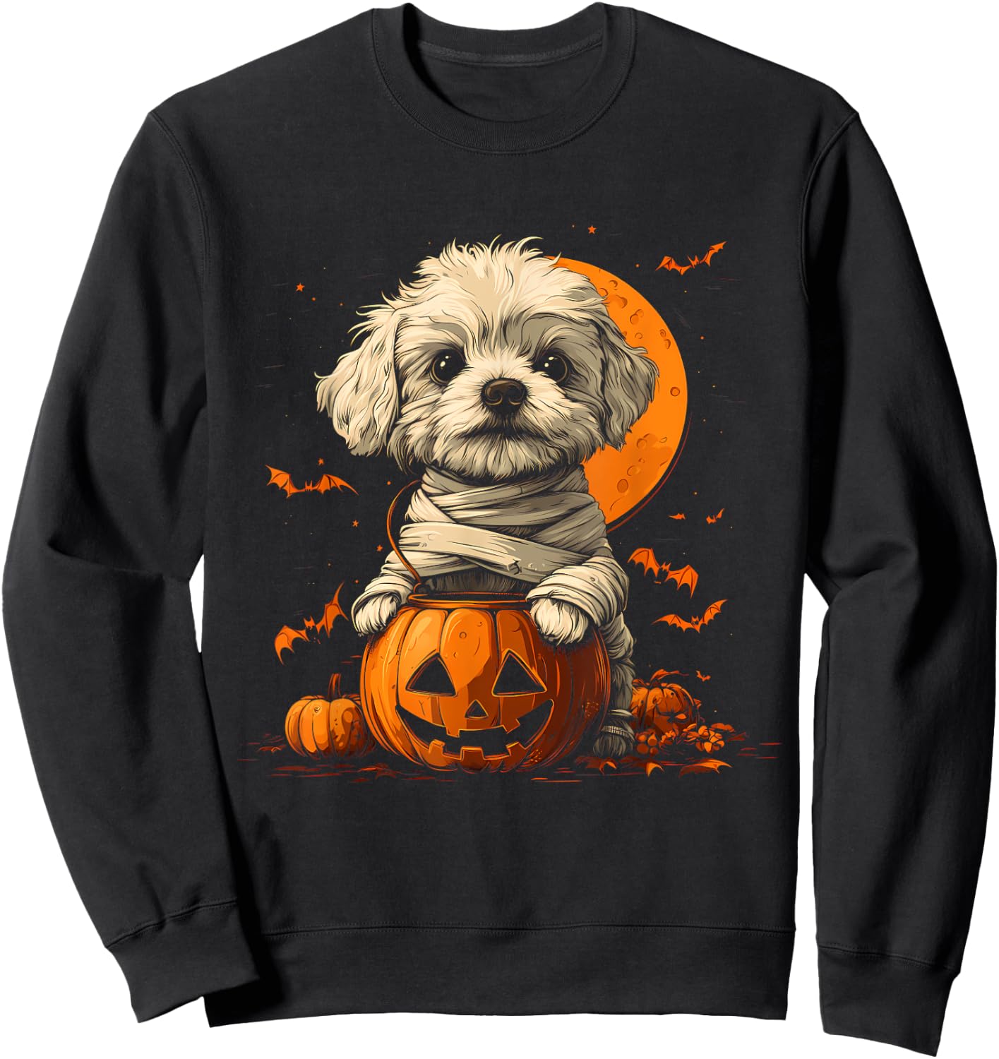 Mummy Havanese Pumpkin Scary Halloween Dog Lovers Costume Sweatshirt - Sweatshirt | Black
