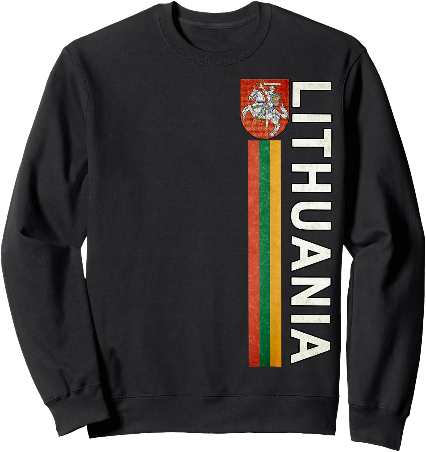 Lithuania Sporty Retro Flag and Lithuanian Emblem Sweatshirt - Sweatshirt | Black