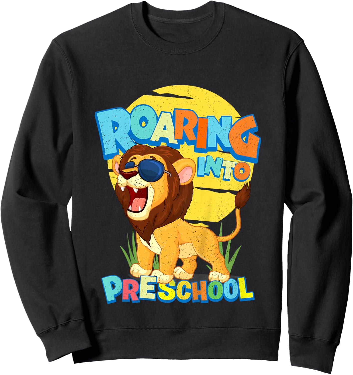 First Day of PRE-K Lion Back to School Preschool Safari Gift Sweatshirt - Sweatshirt | Black