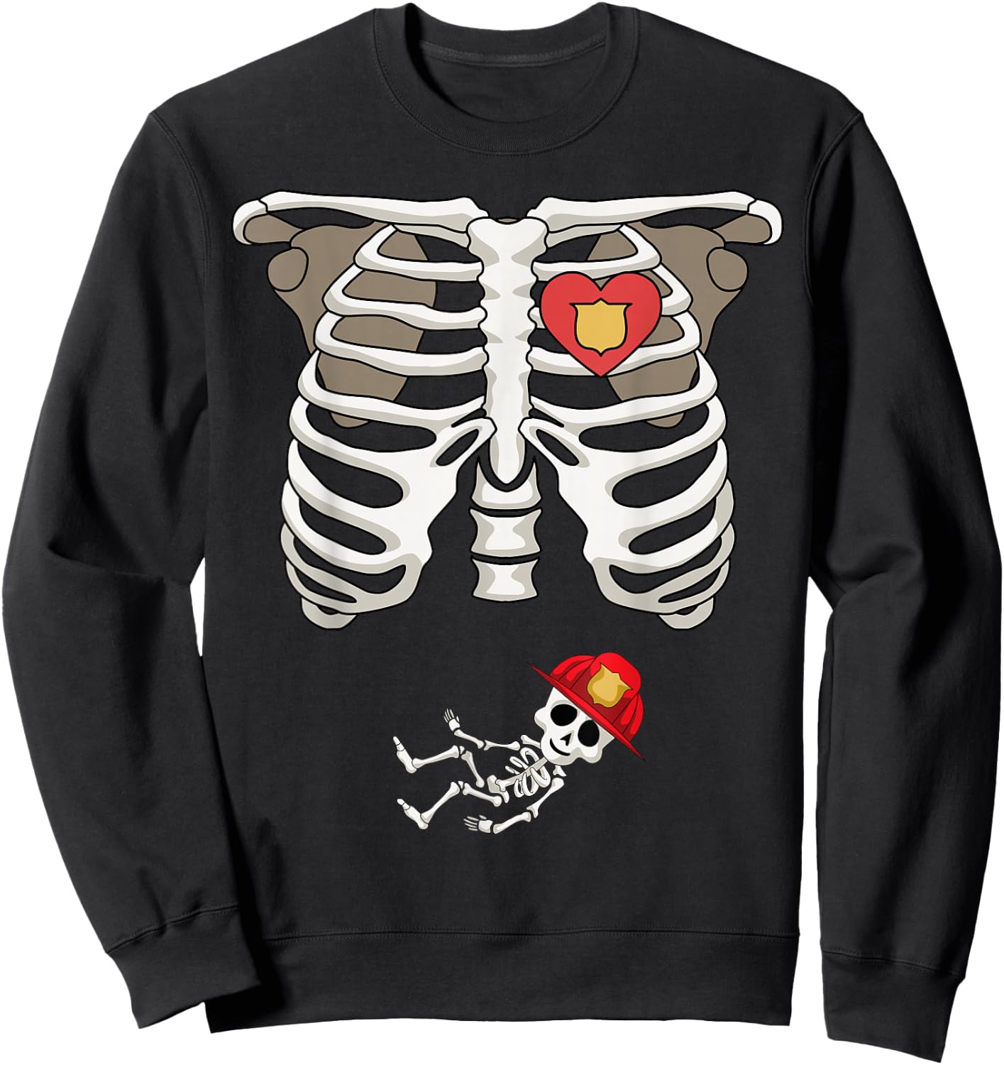 Pregnancy Skeleton Rib Funny Firefighter Bump Shirt Sweatshirt - Sweatshirt | Black