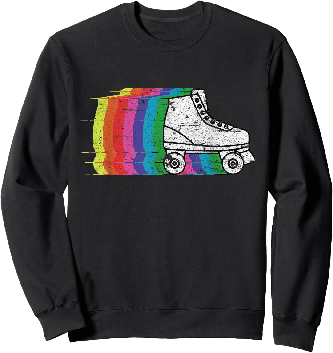 Roller Skate Skating 70s Retro Shirt Gift Sweatshirt - Sweatshirt | Black