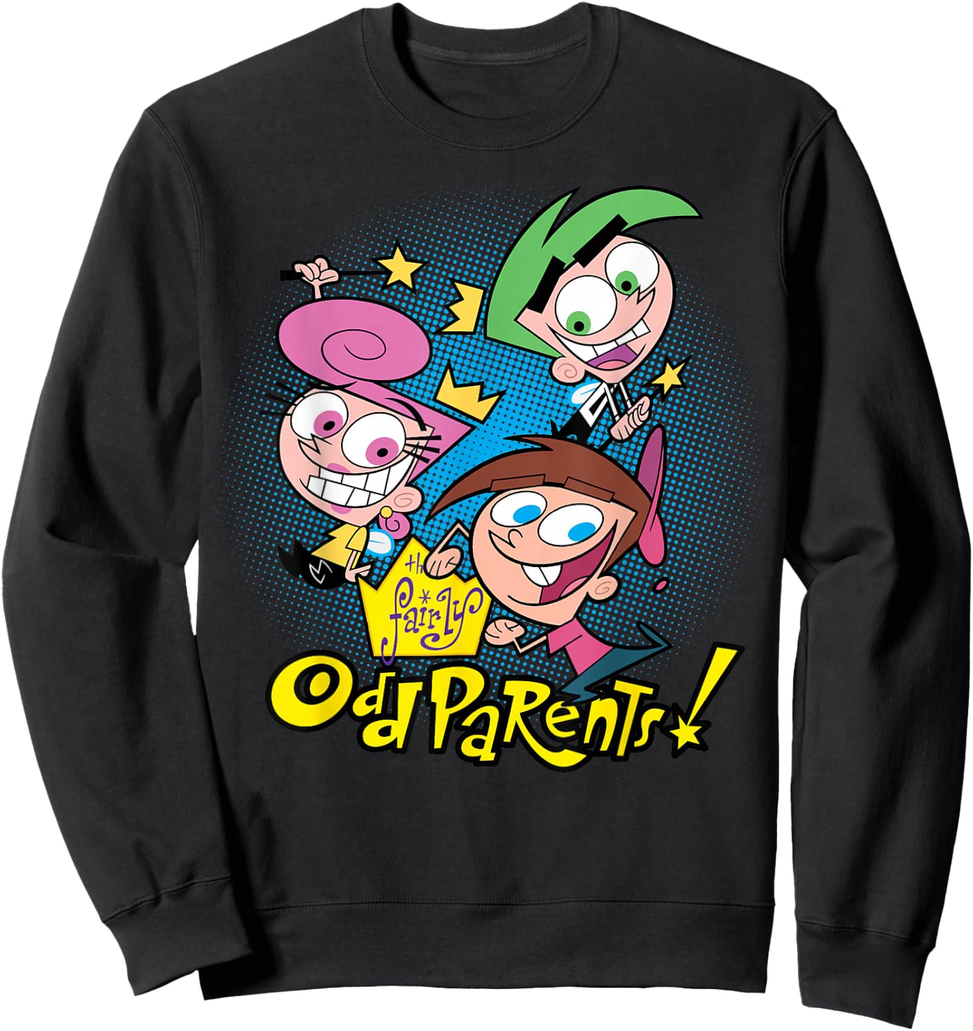 Nickelodeon The Fairly OddParents Timmy Cosmo and Wanda Sweatshirt - Sweatshirt | Black