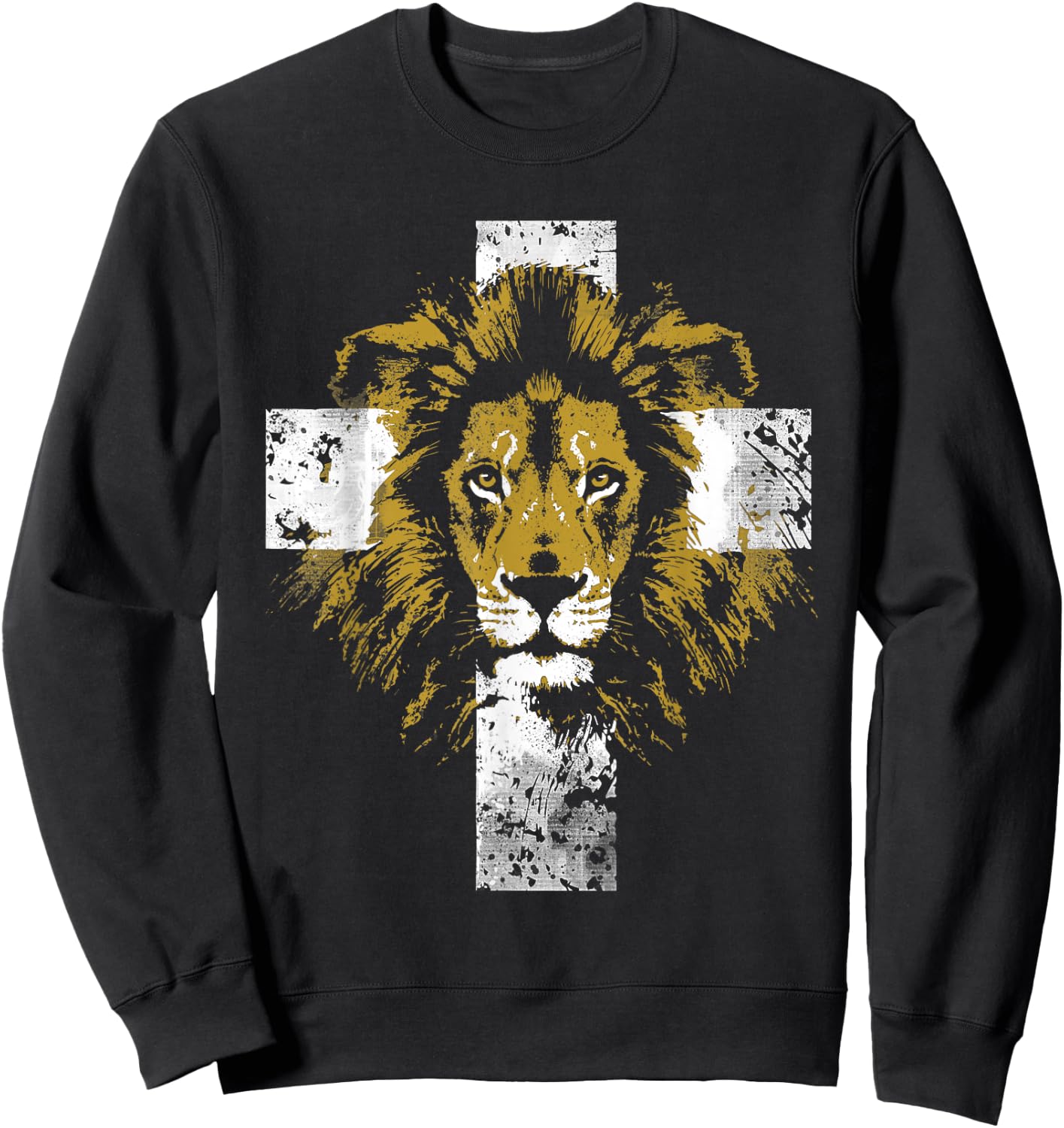 Lion of Judah Cross Christian Sweatshirt - Sweatshirt | Black