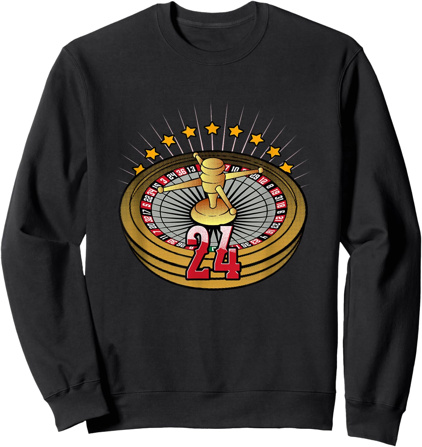 Lucky Number 24 Roulette Wheel Gambling Vegas Style Sweatshirt - Sweatshirt | Black