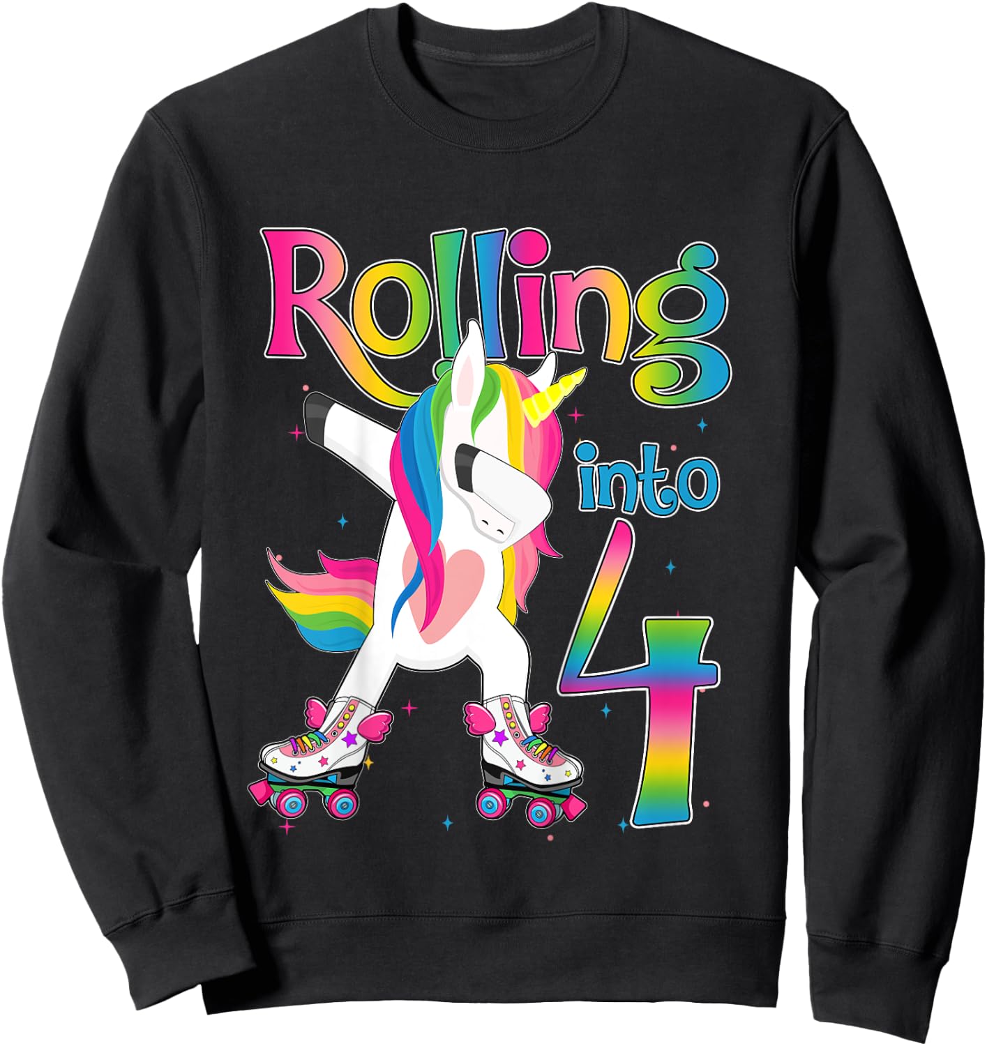 Rolling Into 4 years Let's Roll I'm Turning 4 Roller Skate Sweatshirt - Sweatshirt | Black
