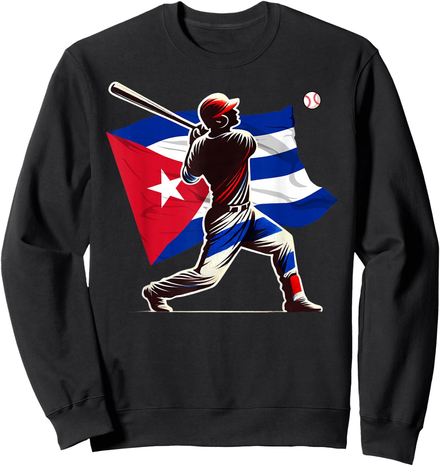 Baseball Pitcher Cuba Flag Cuban Softball Player Sweatshirt - Sweatshirt | Black