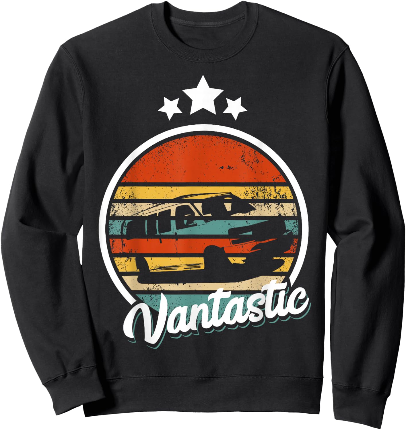 Retro Camper Van Life Vantastic - Vintage Vanlife Sweatshirt - Sweatshirt | Black